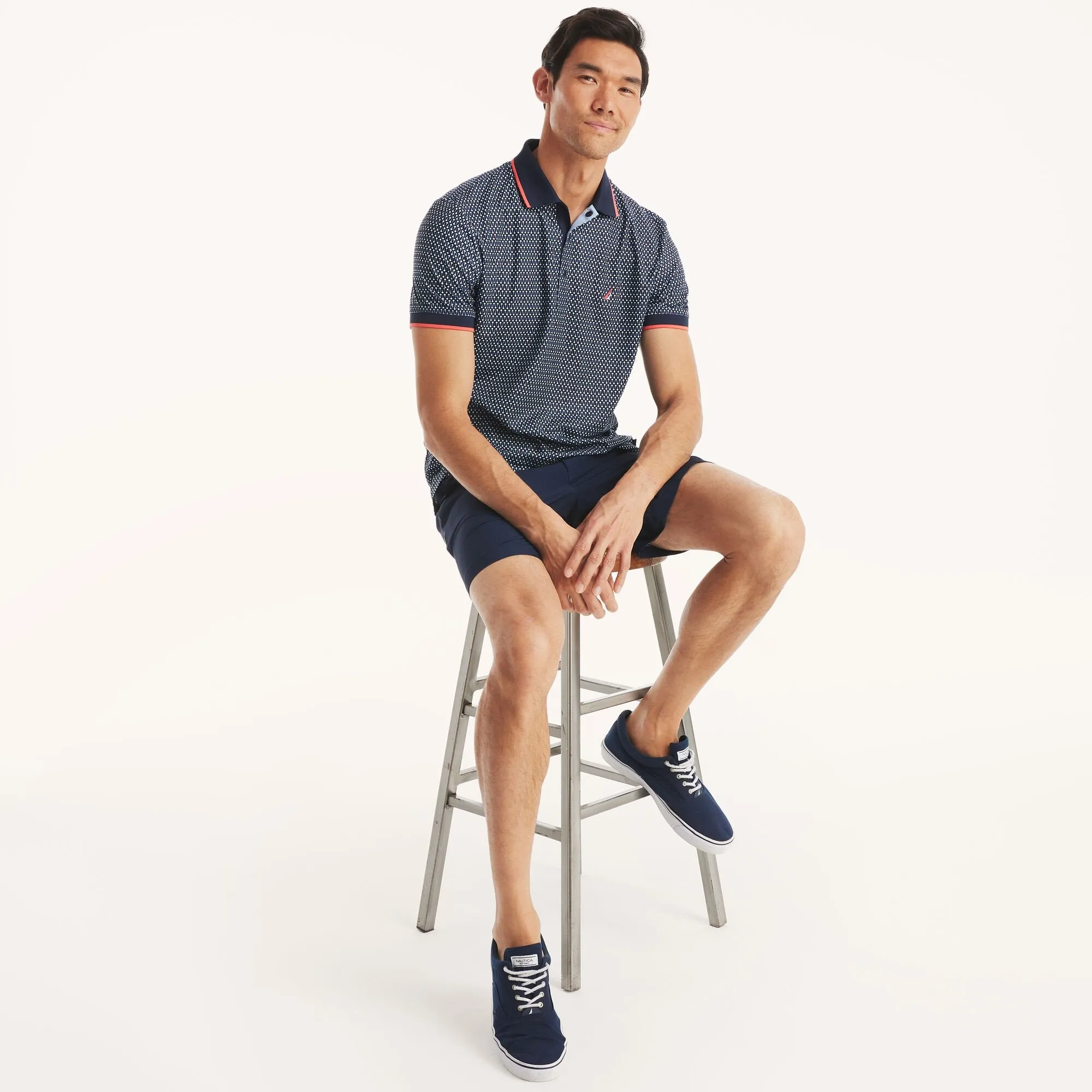 Nautica Mens Navtech Classic Fit Printed Golf Polo