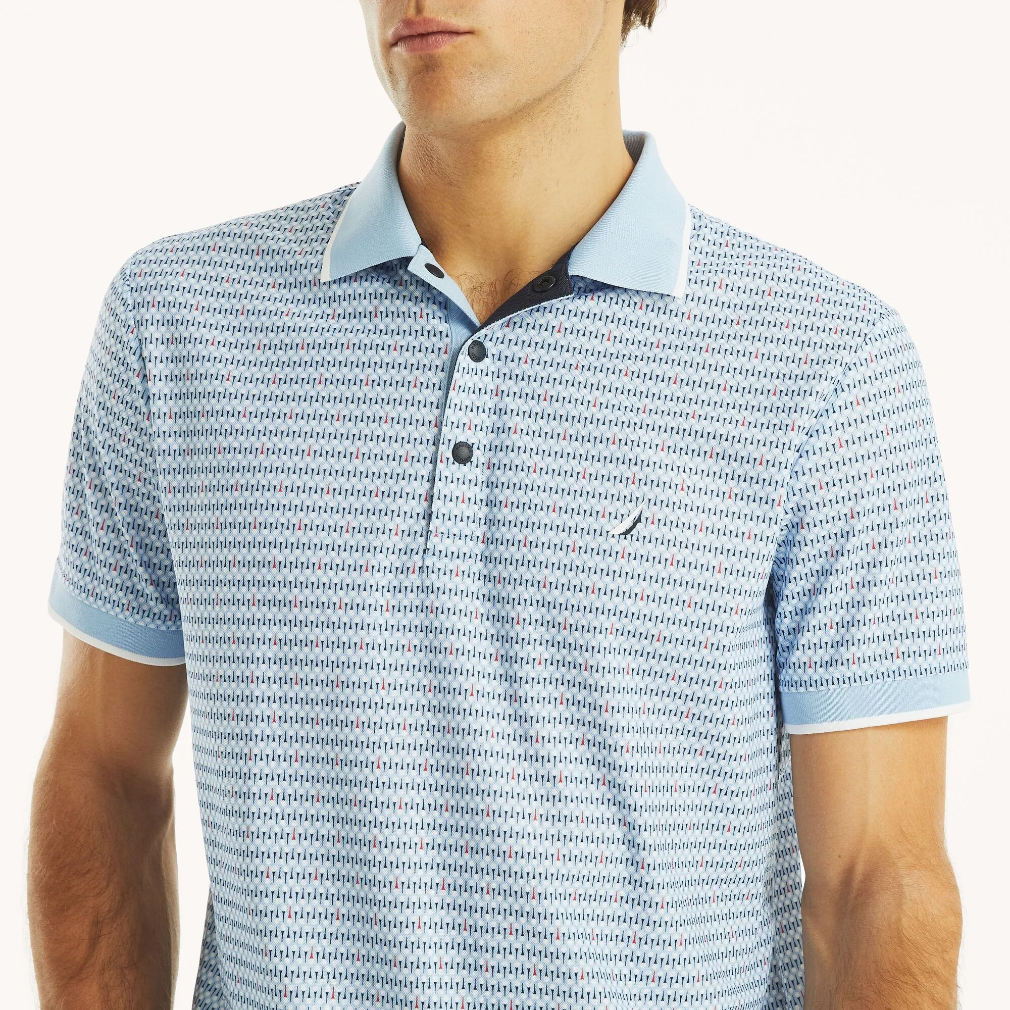 Nautica Mens Navtech Classic Fit Printed Golf Polo