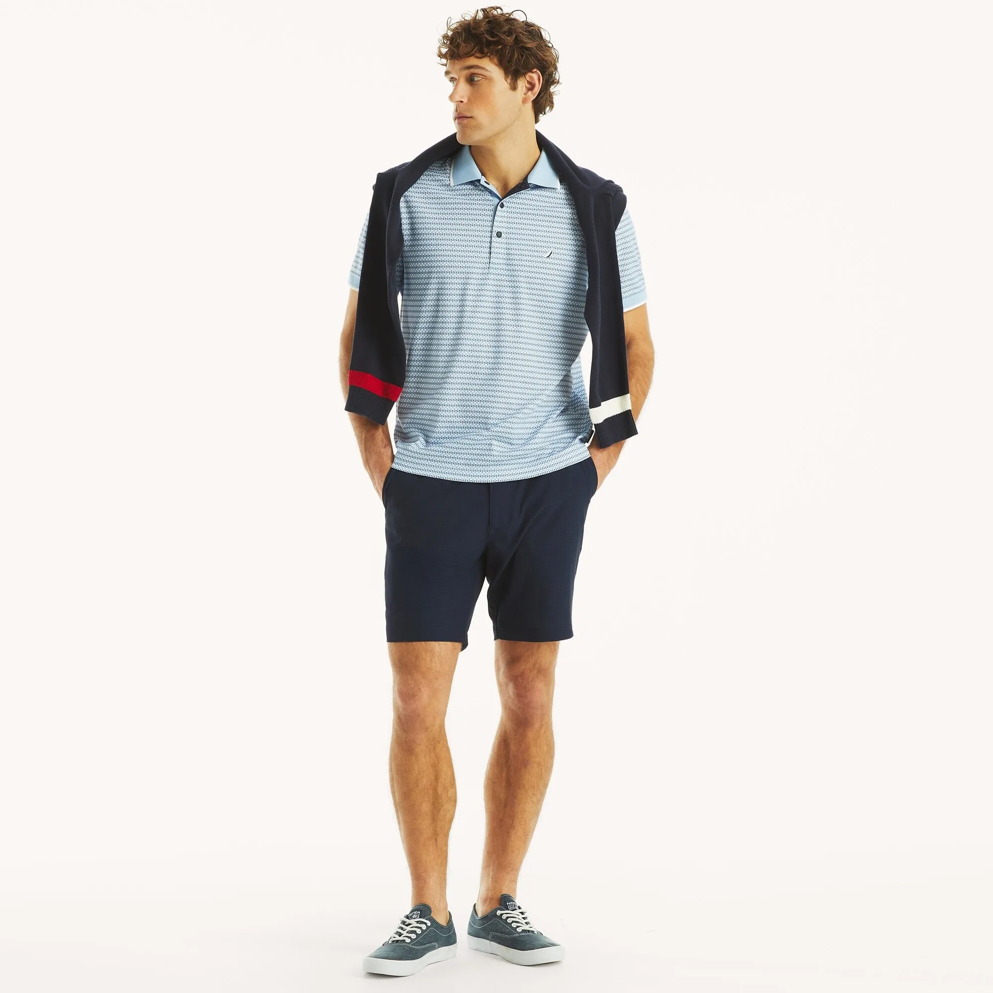 Nautica Mens Navtech Classic Fit Printed Golf Polo