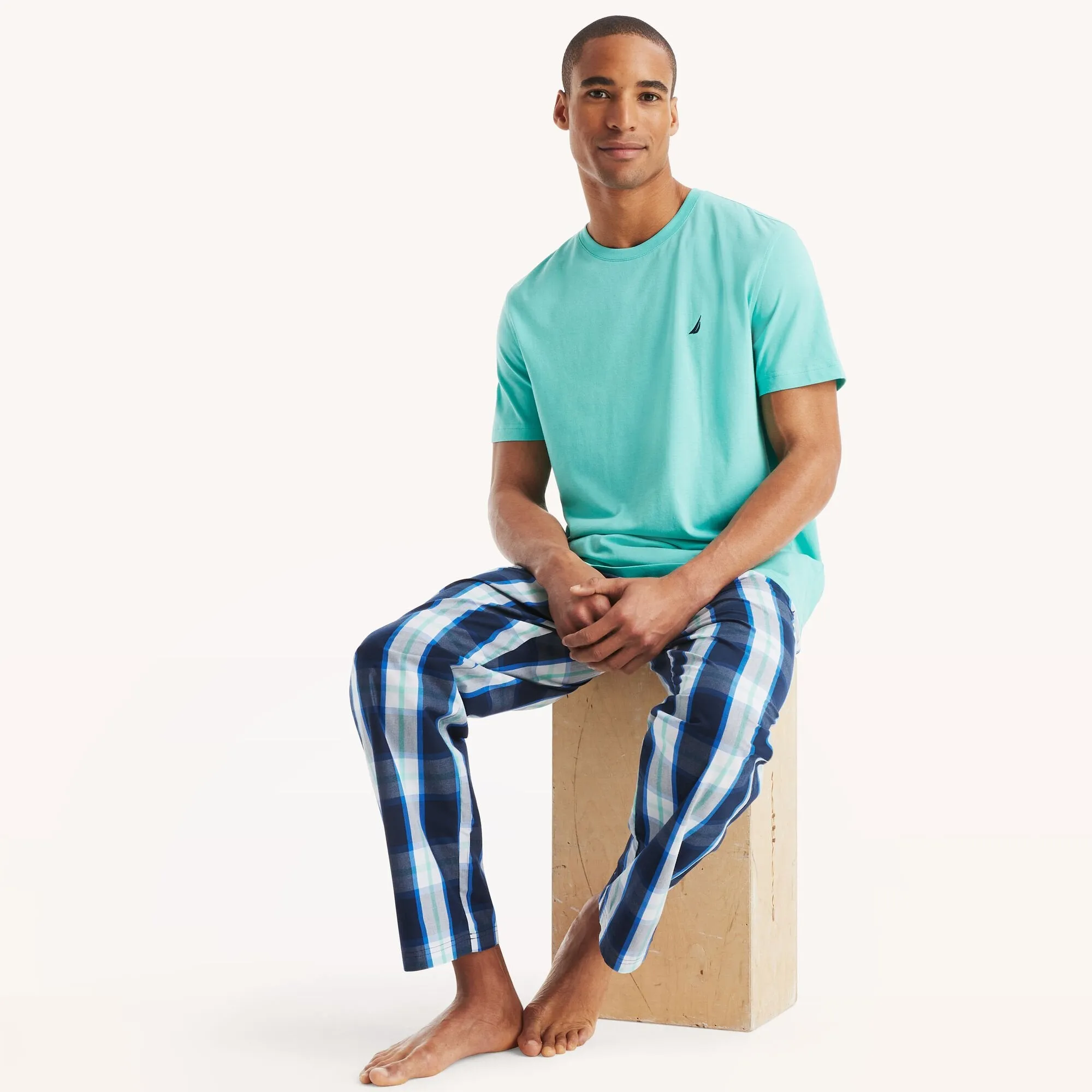 Nautica Mens Plaid Pajama Pant Set