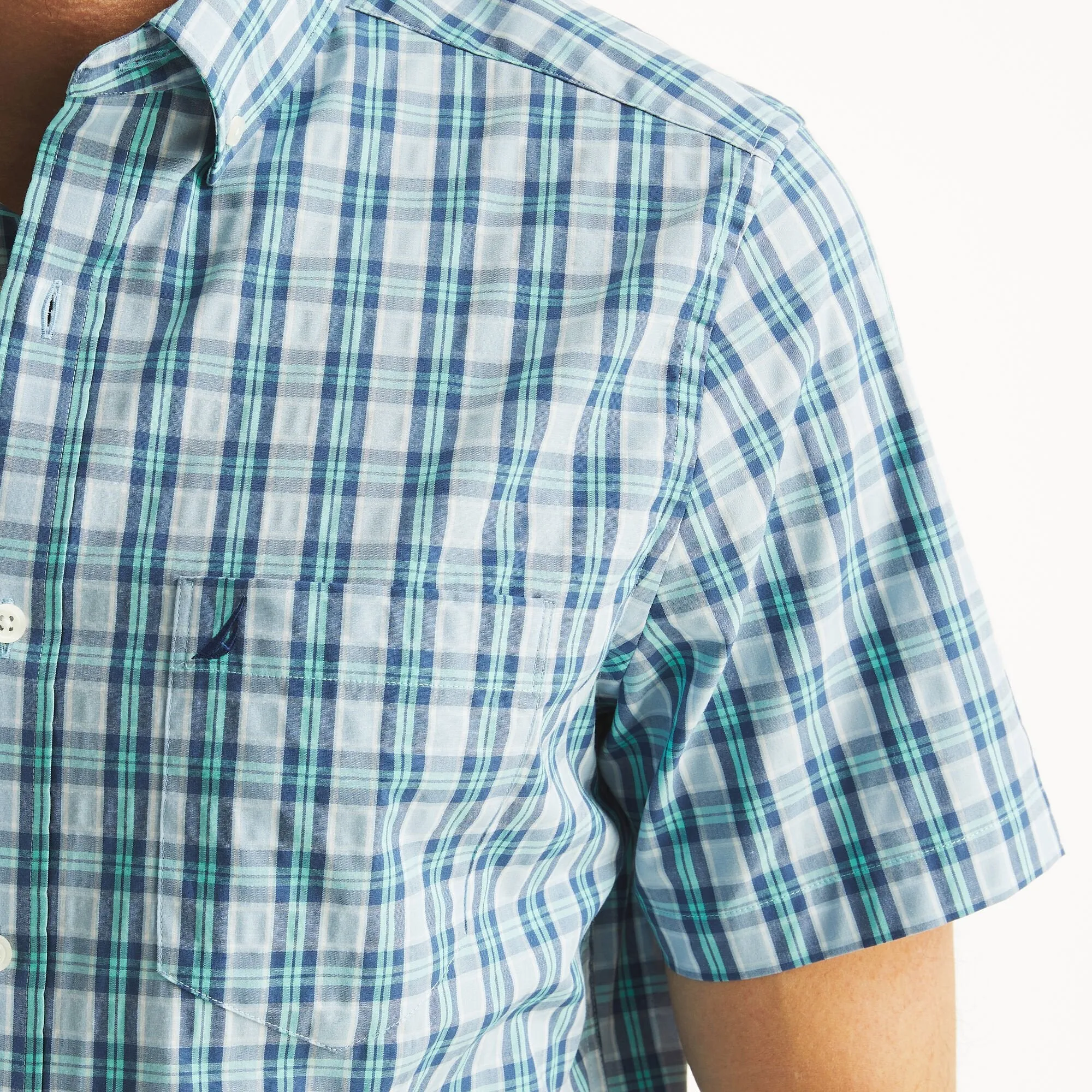 Nautica Mens Plaid Short-Sleeve Shirt