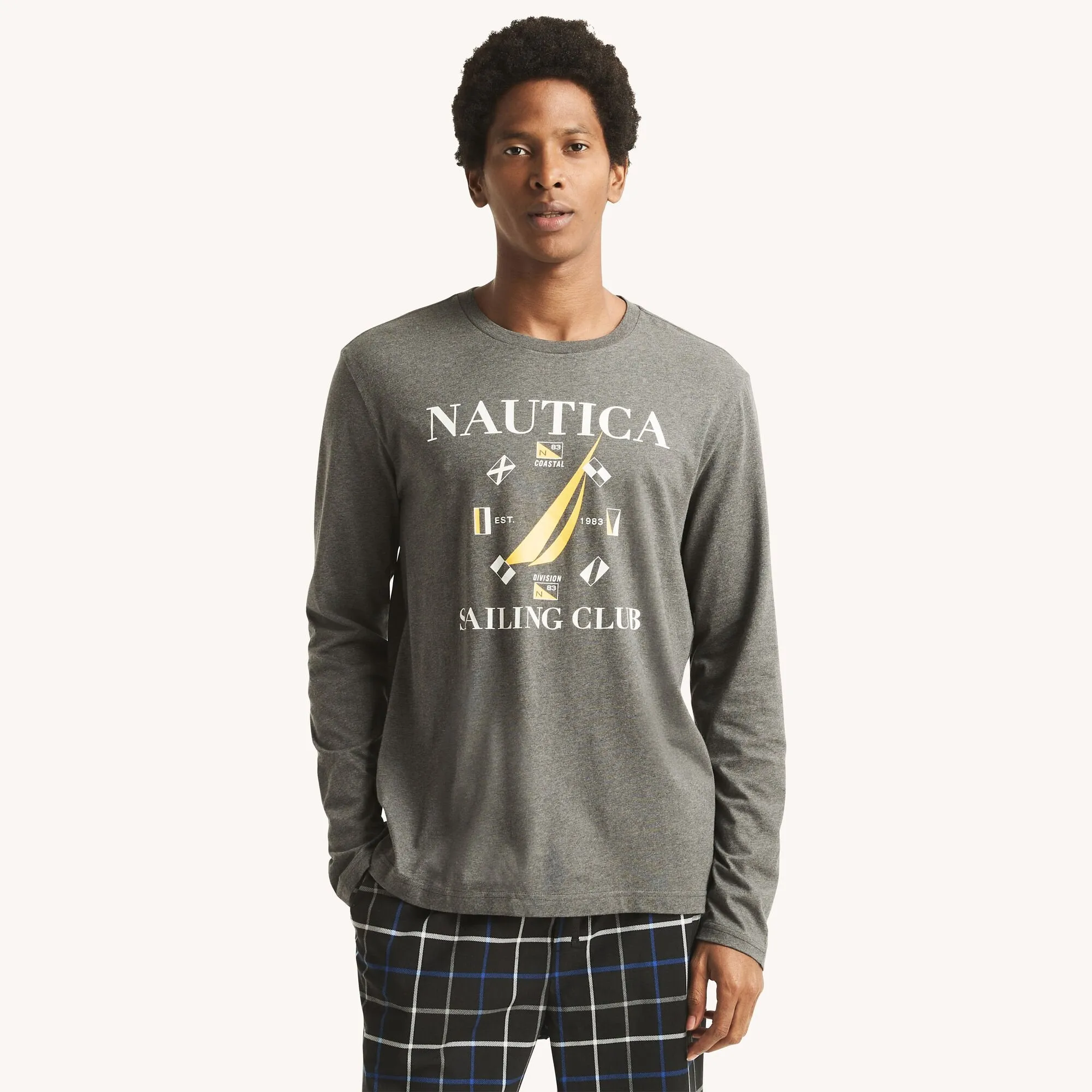 Nautica Mens Sailing Club Long-Sleeve Sleep T-Shirt
