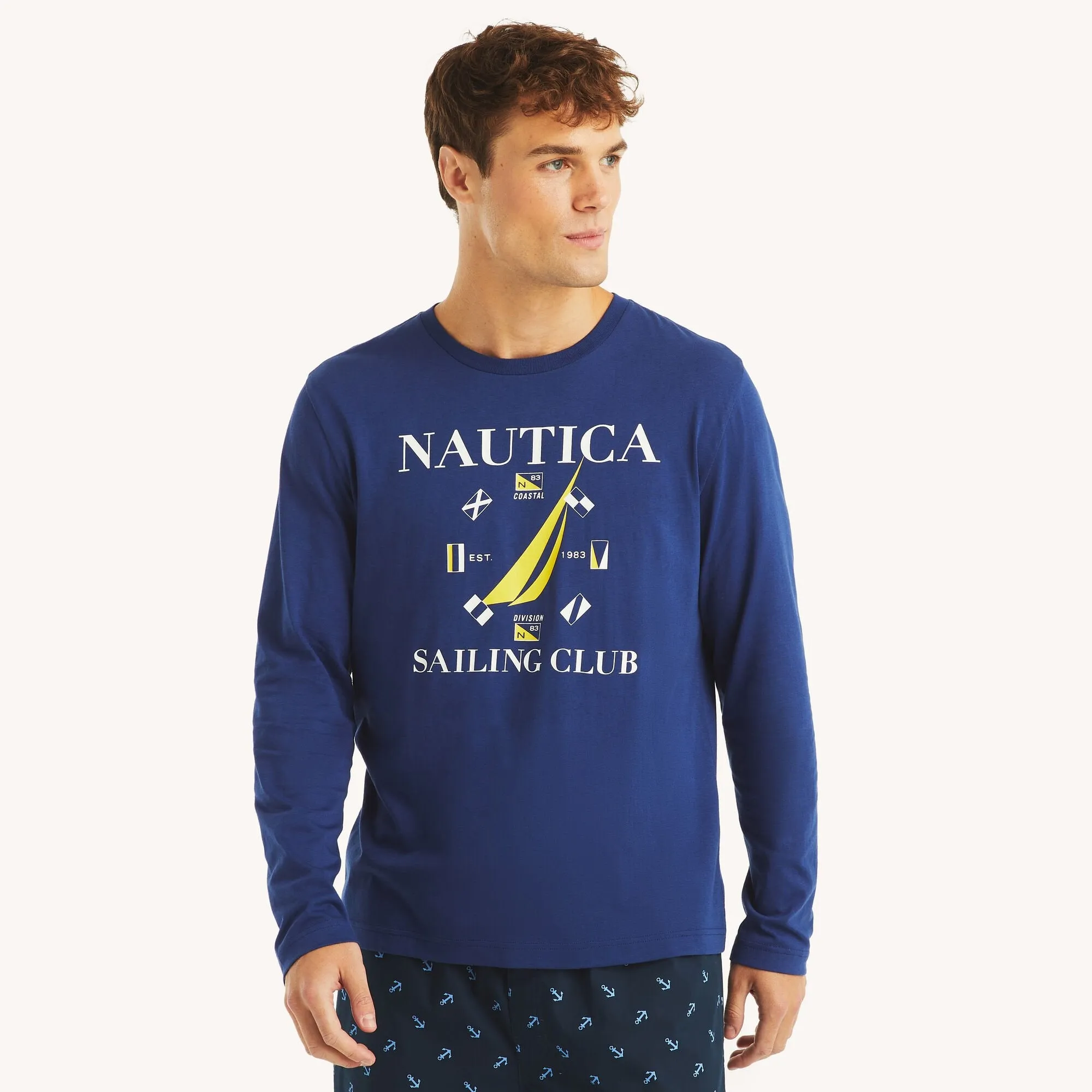 Nautica Mens Sailing Club Long-Sleeve Sleep T-Shirt