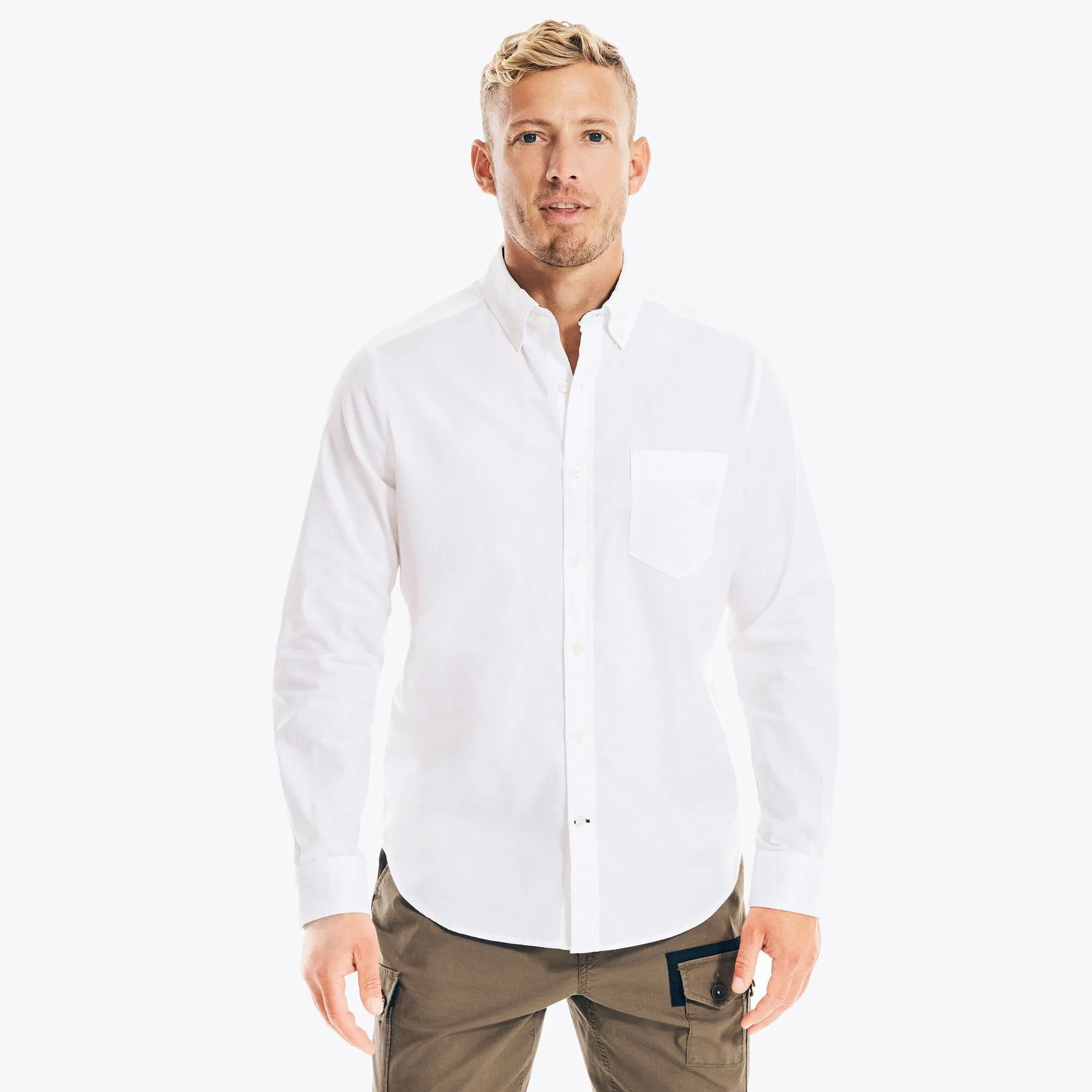 Nautica Mens Solid Oxford Shirt