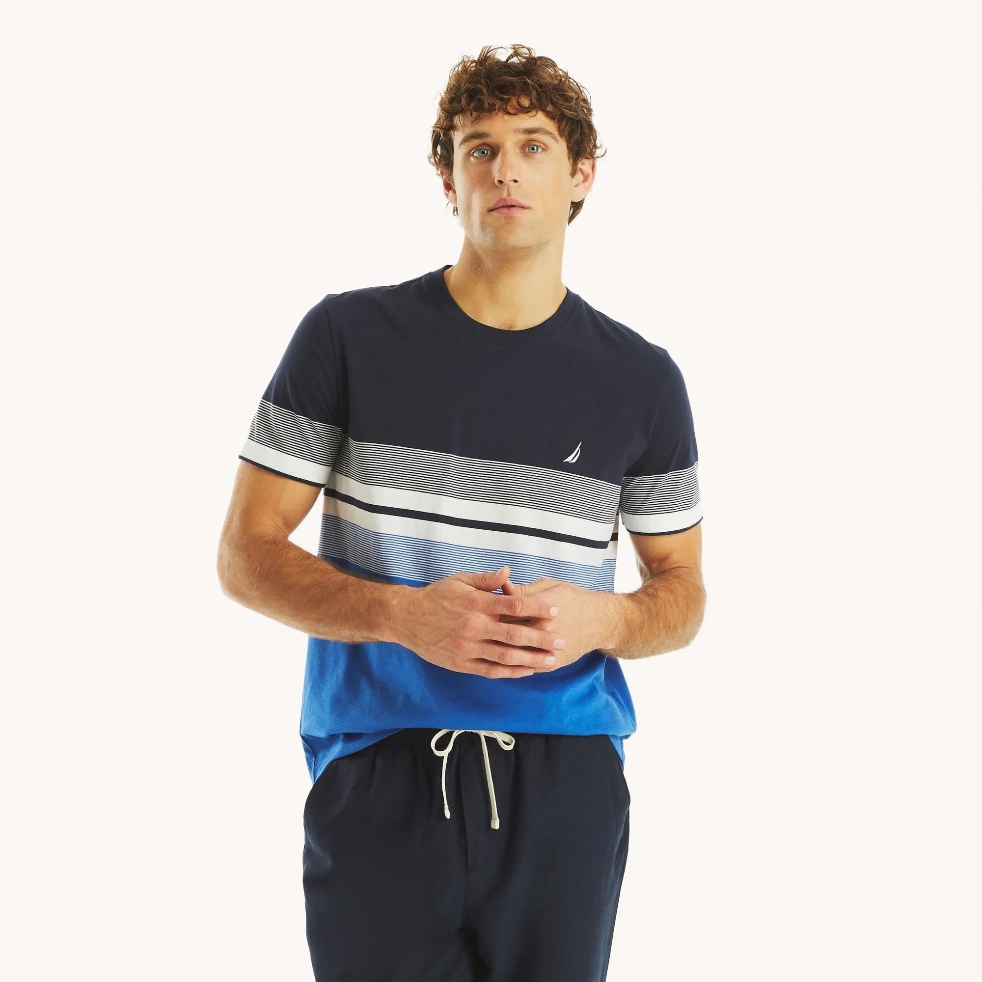Nautica Mens Striped Crewneck T-Shirt
