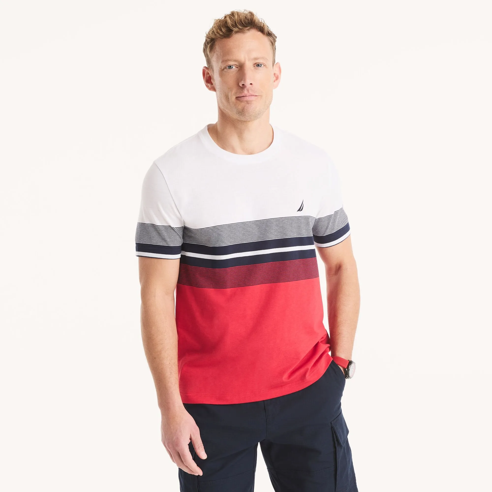 Nautica Mens Striped Crewneck T-Shirt