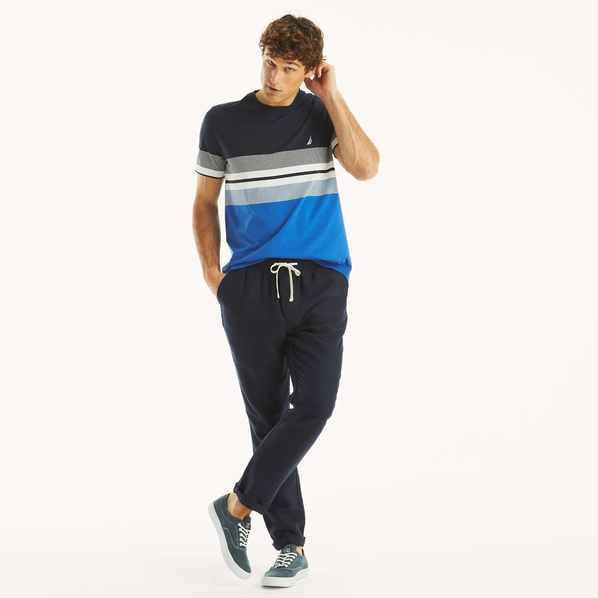 Nautica Mens Striped Crewneck T-Shirt