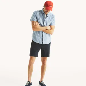 Nautica Mens Striped Oxford Short-Sleeve Shirt