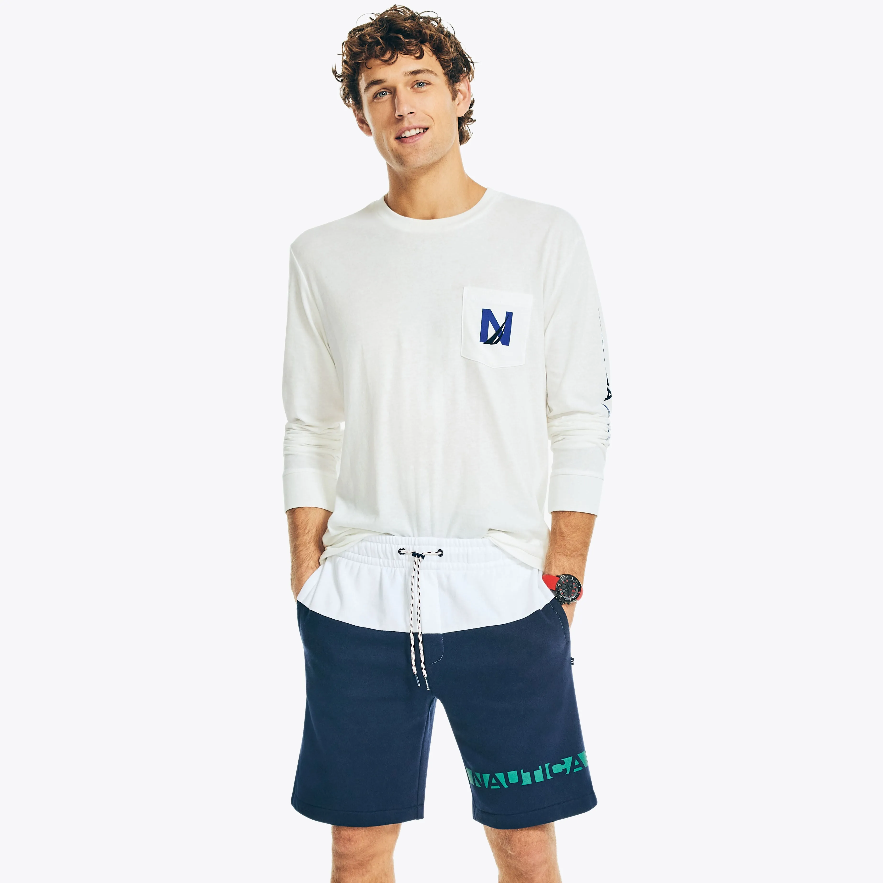 Nautica Mens Sustainably Crafted 9" Colorblock Short