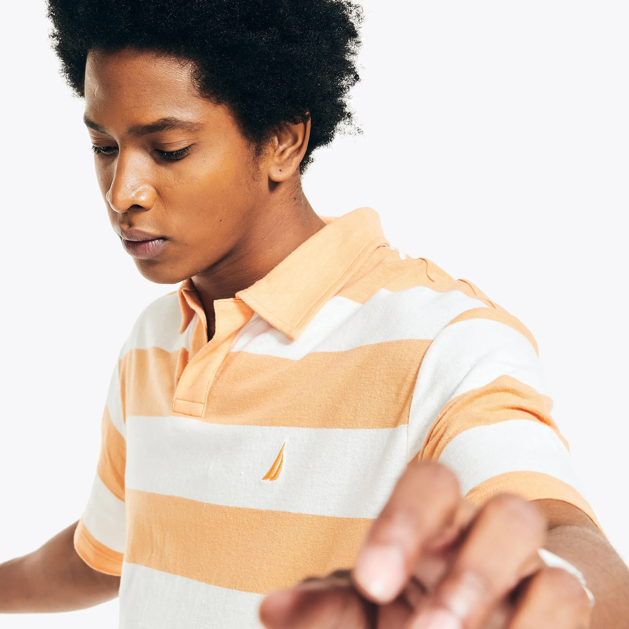 Nautica Mens Sustainably Crafted Classic Fit Striped Polo