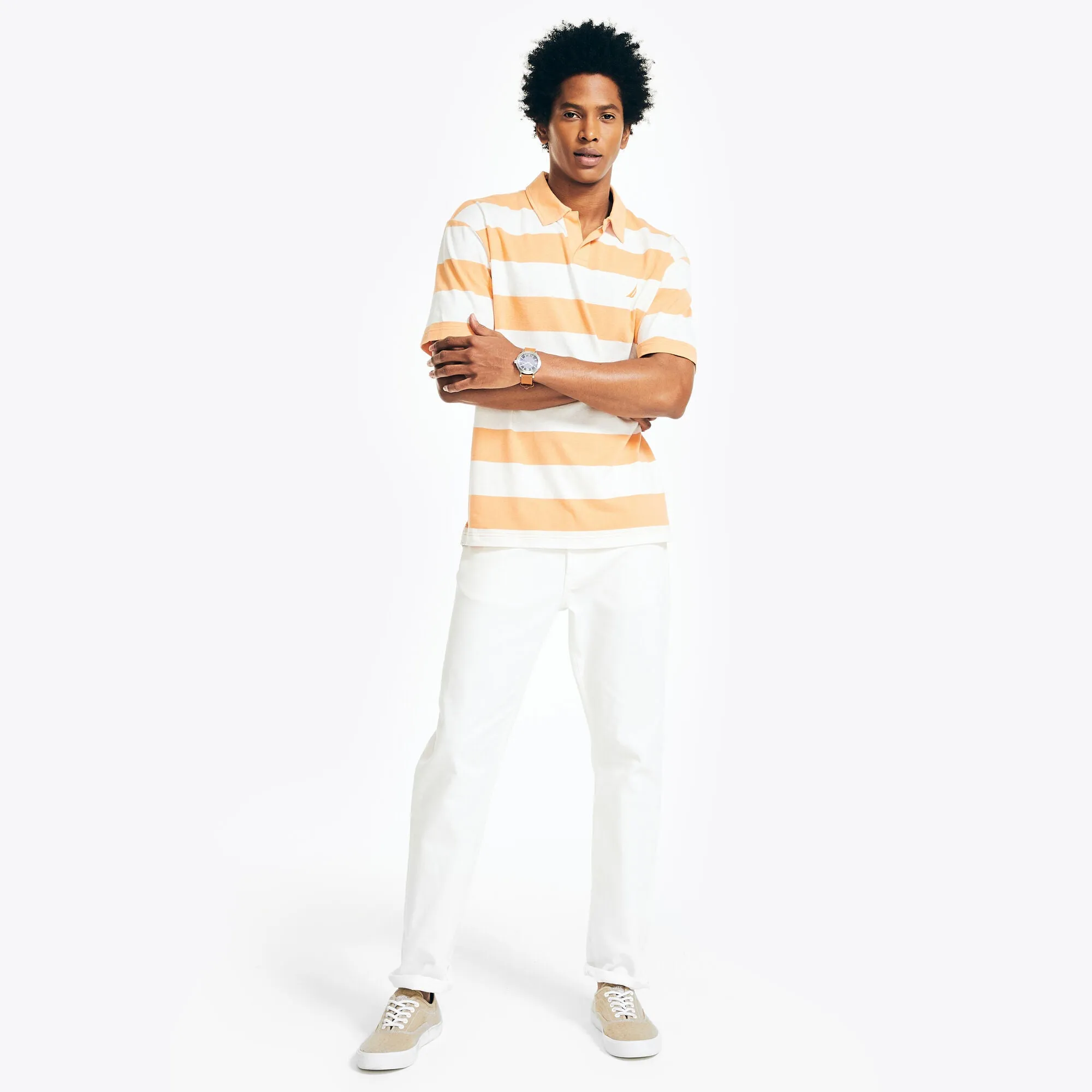 Nautica Mens Sustainably Crafted Classic Fit Striped Polo