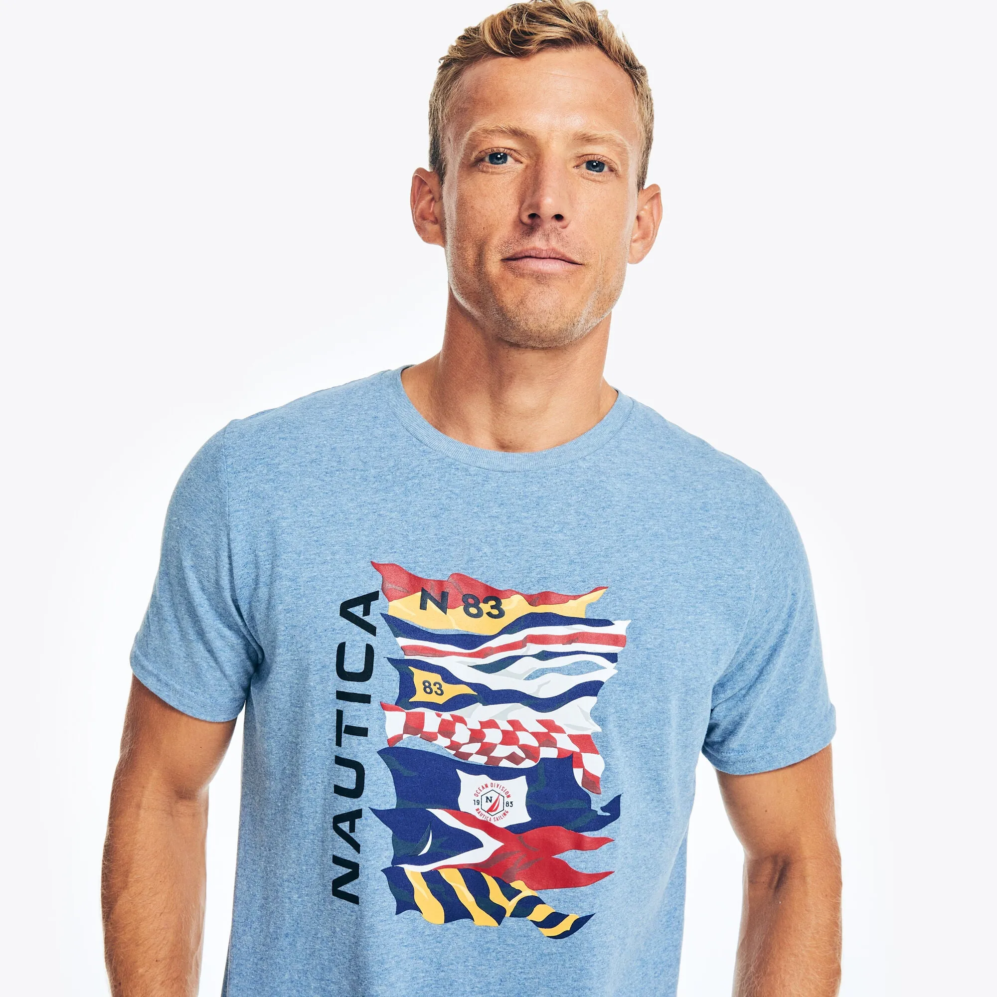 Nautica Mens Sustainably Crafted Flag Graphic T-Shirt