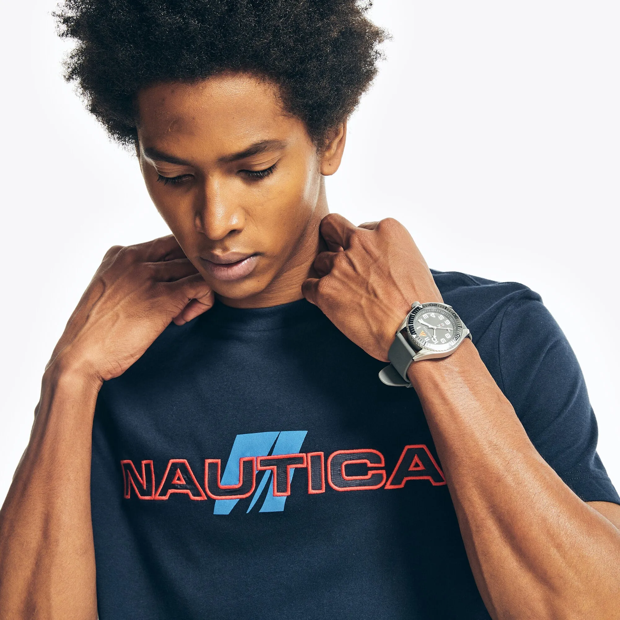 Nautica Mens Sustainably Crafted Logo Graphic T-Shirt