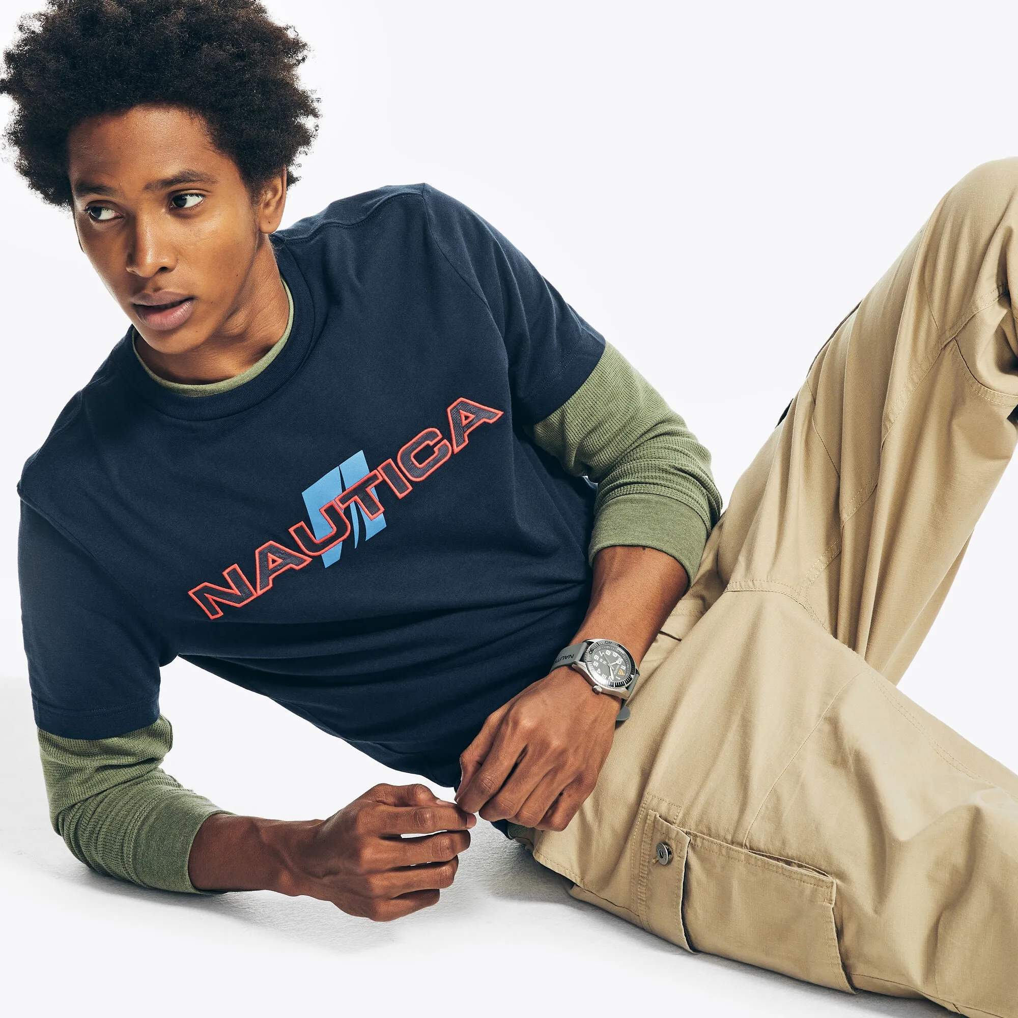 Nautica Mens Sustainably Crafted Logo Graphic T-Shirt