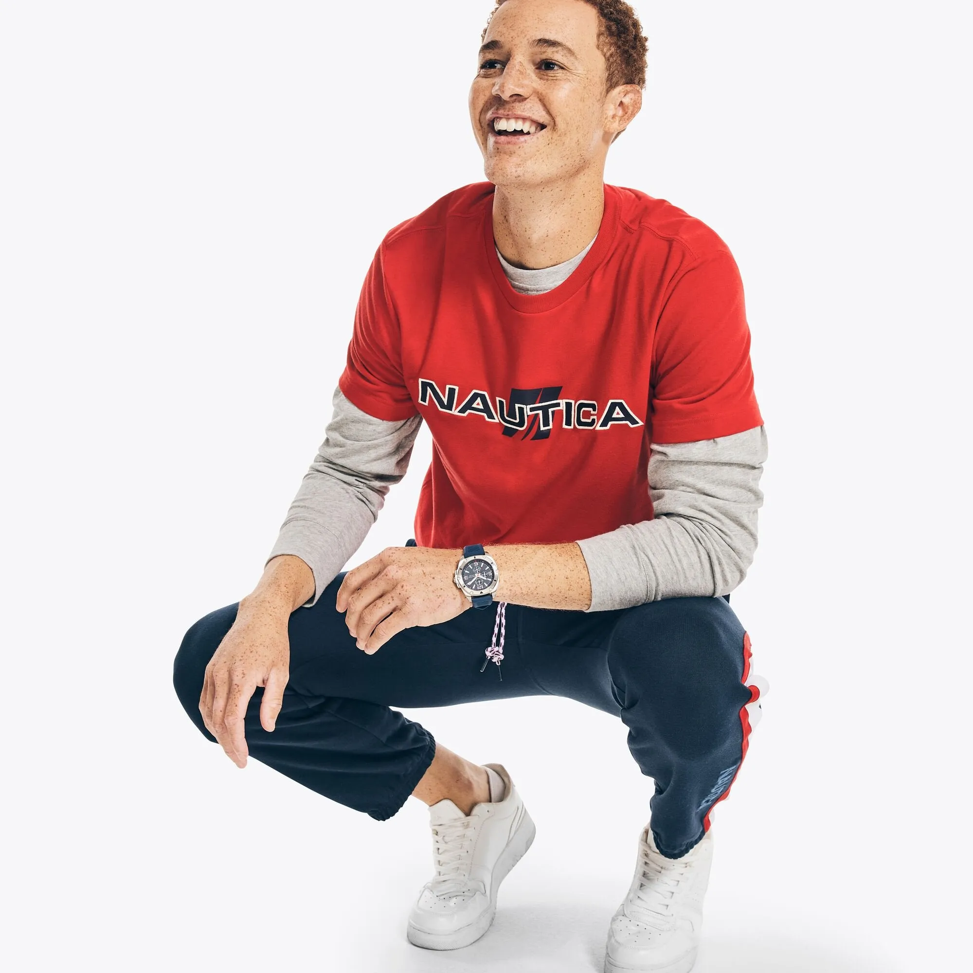 Nautica Mens Sustainably Crafted Logo Graphic T-Shirt