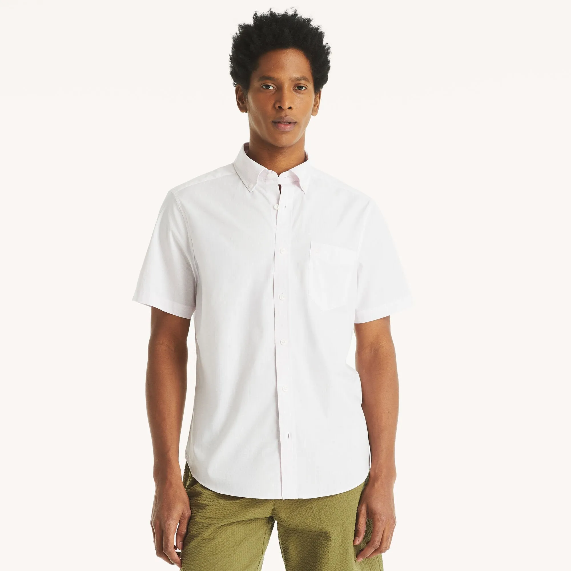Nautica Mens Wrinkle-Resistant Plaid Wear To Work Short-Sleeve Shirt