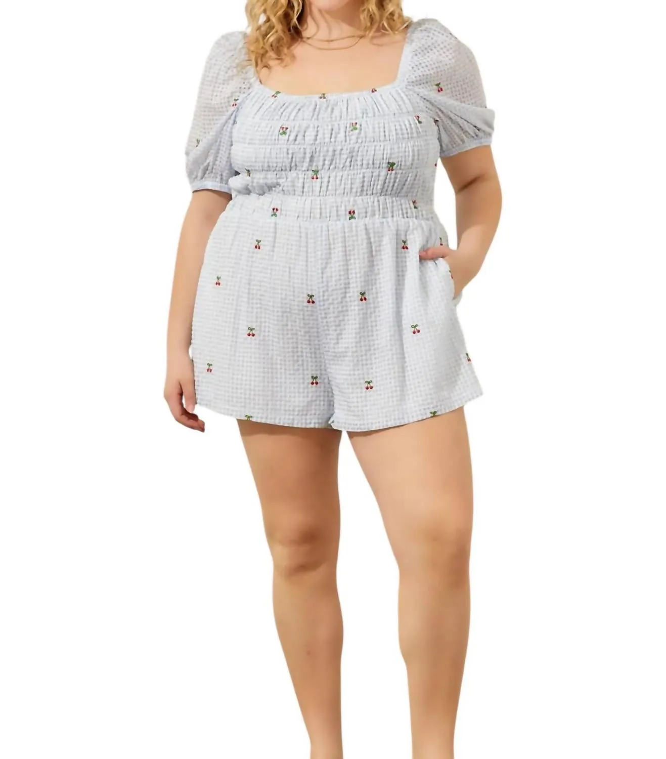 No Place Like Home Romper In Light Blue