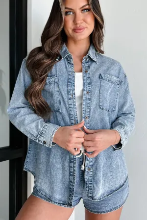 Nothing To Fear Washed Denim Chambray Shirt (Denim)