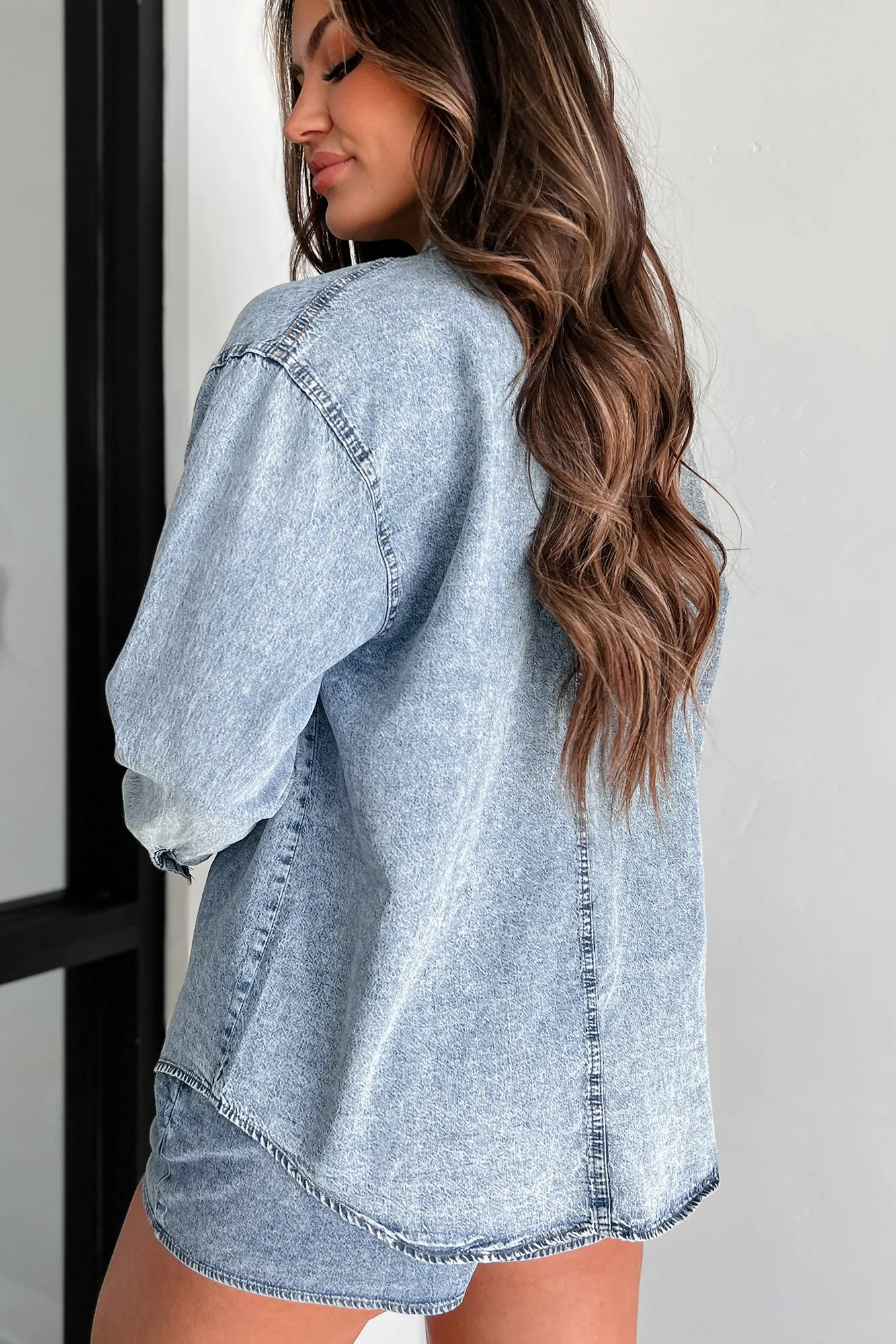 Nothing To Fear Washed Denim Chambray Shirt (Denim)