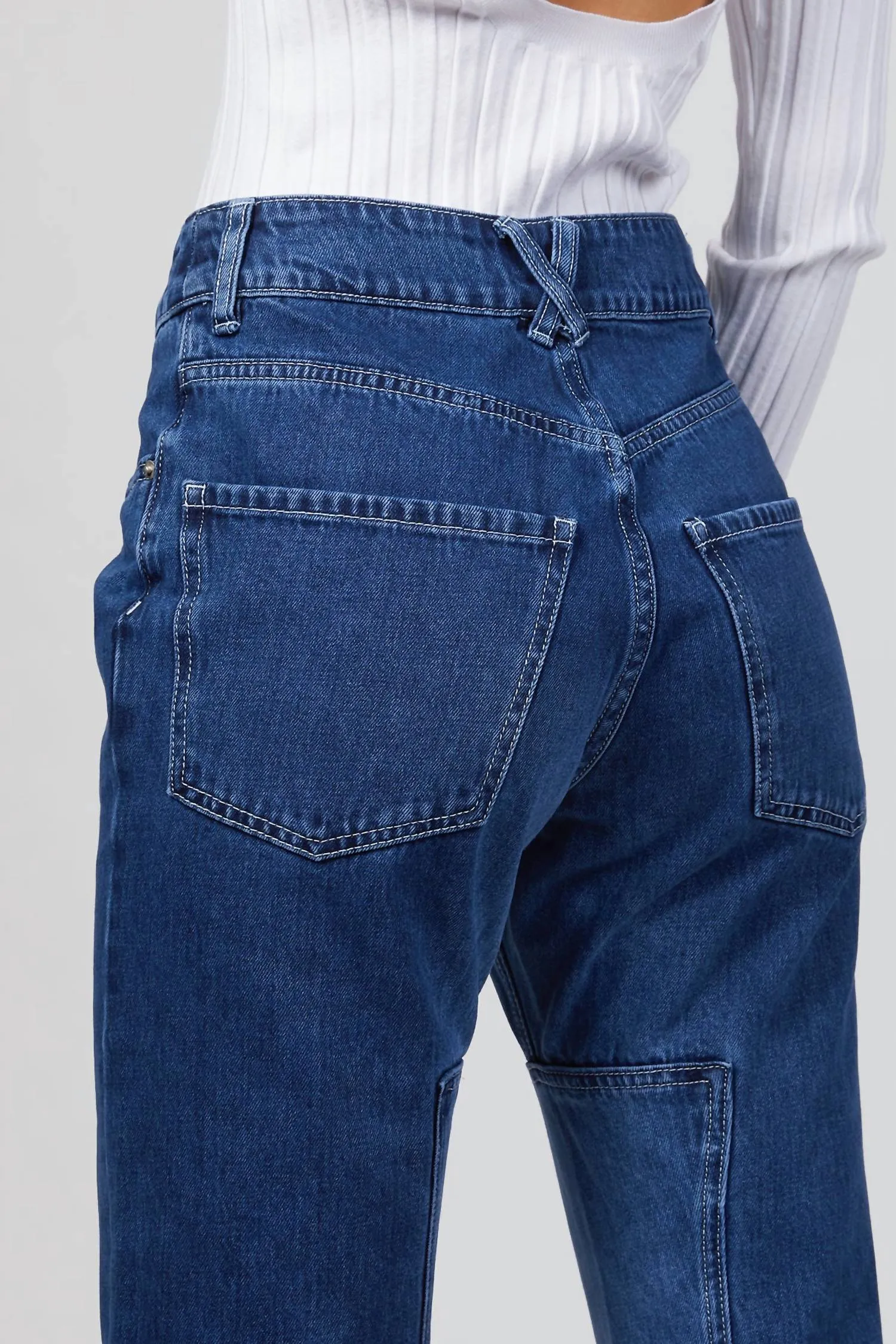 Panel Denim Jeans In Indigo
