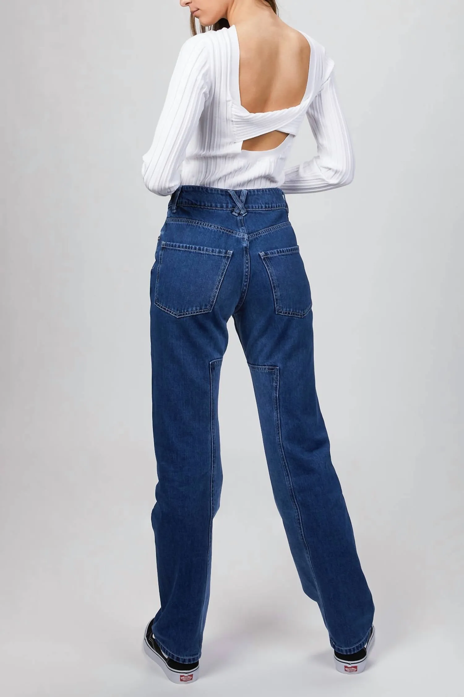 Panel Denim Jeans In Indigo
