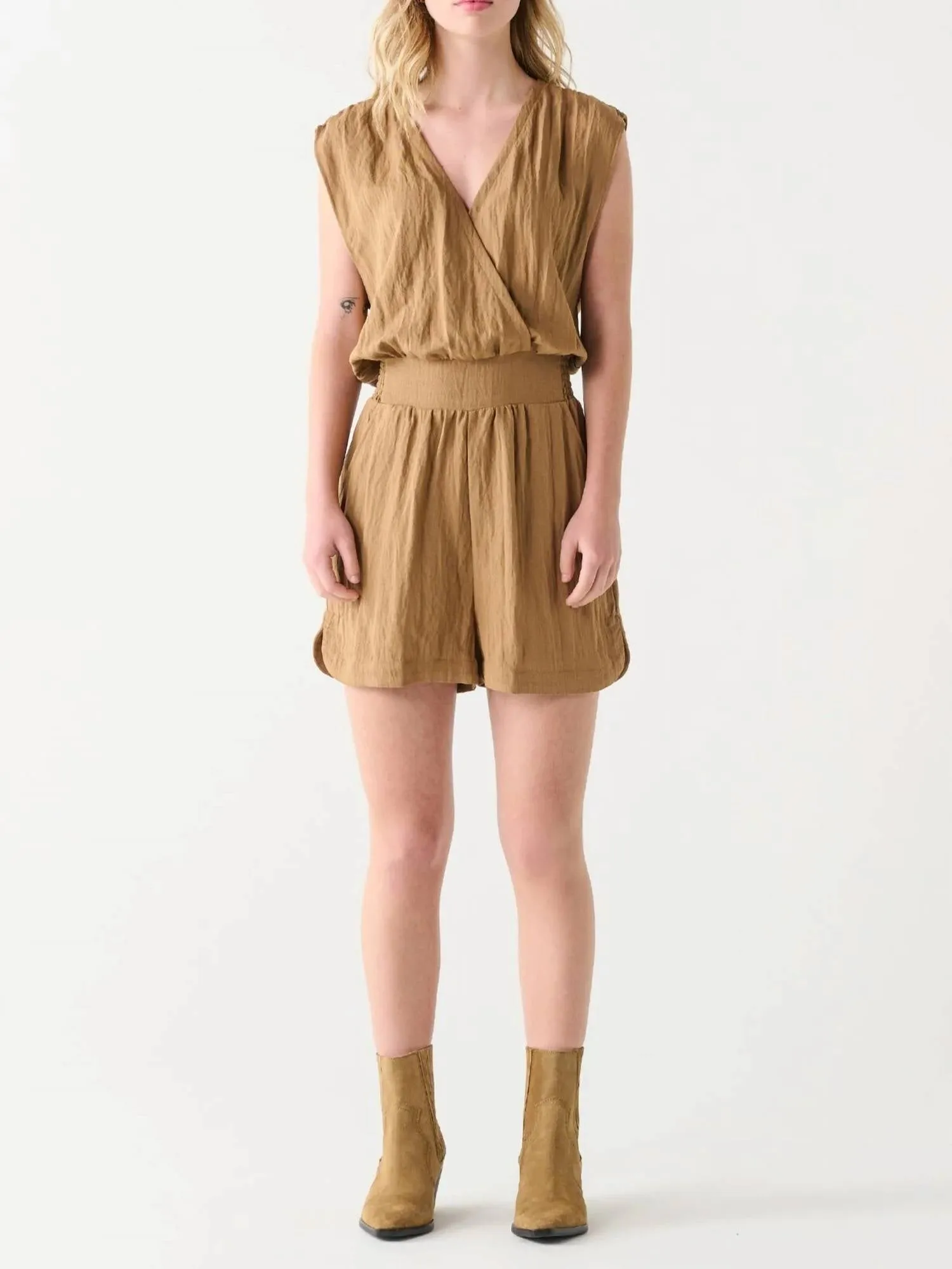 Paradise Time Romper In Tan