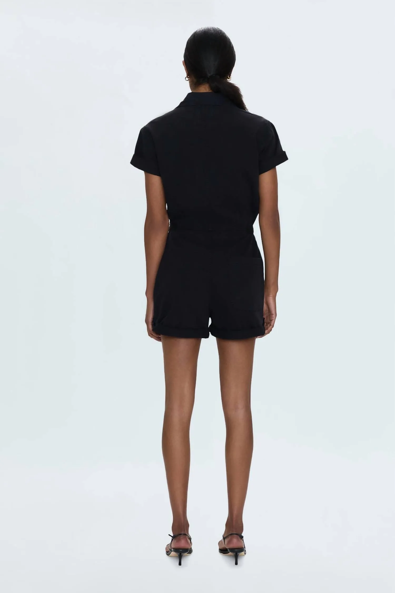 Parker Short Sleeve Romper In Fade To Black