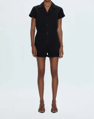 Parker Short Sleeve Romper In Fade To Black