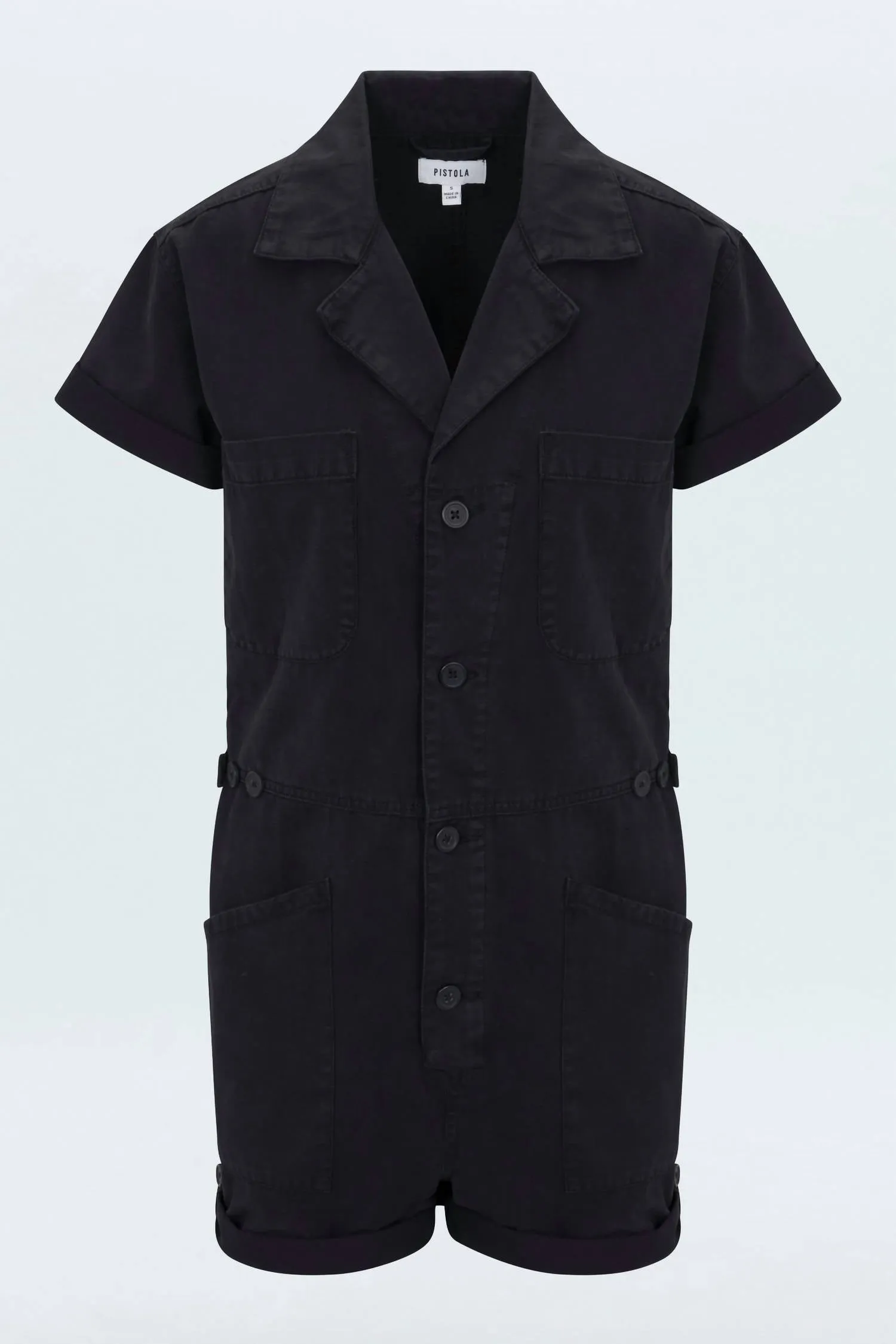 Parker Short Sleeve Romper In Fade To Black