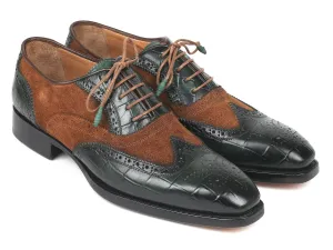 Paul Parkman Shoes Paul Parkman Goodyear Welted Wingtip Oxfords in Brown & Green