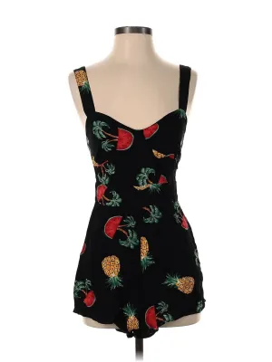 Pineapple And Watermelon Romper Playsuit In Black