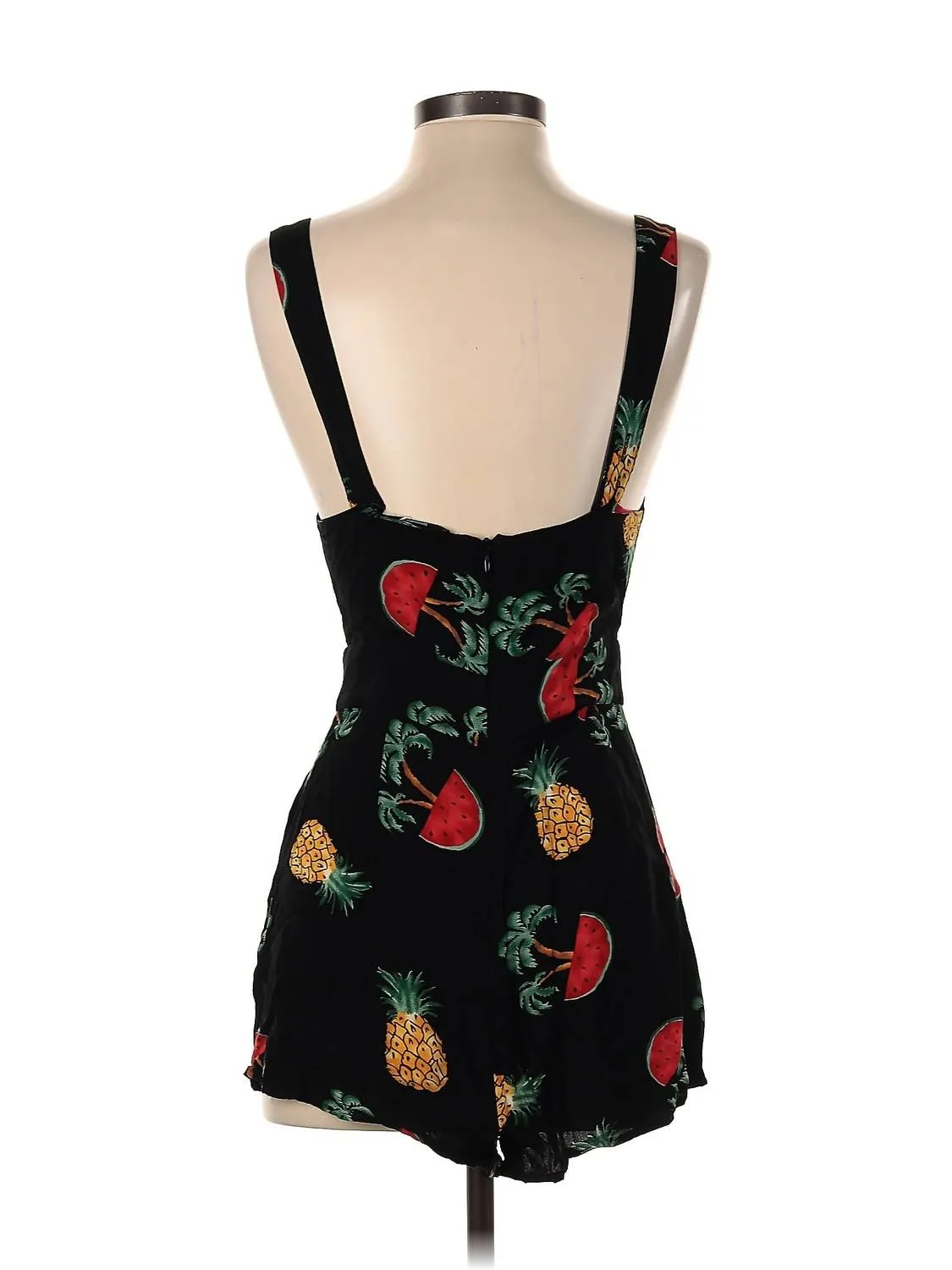 Pineapple And Watermelon Romper Playsuit In Black