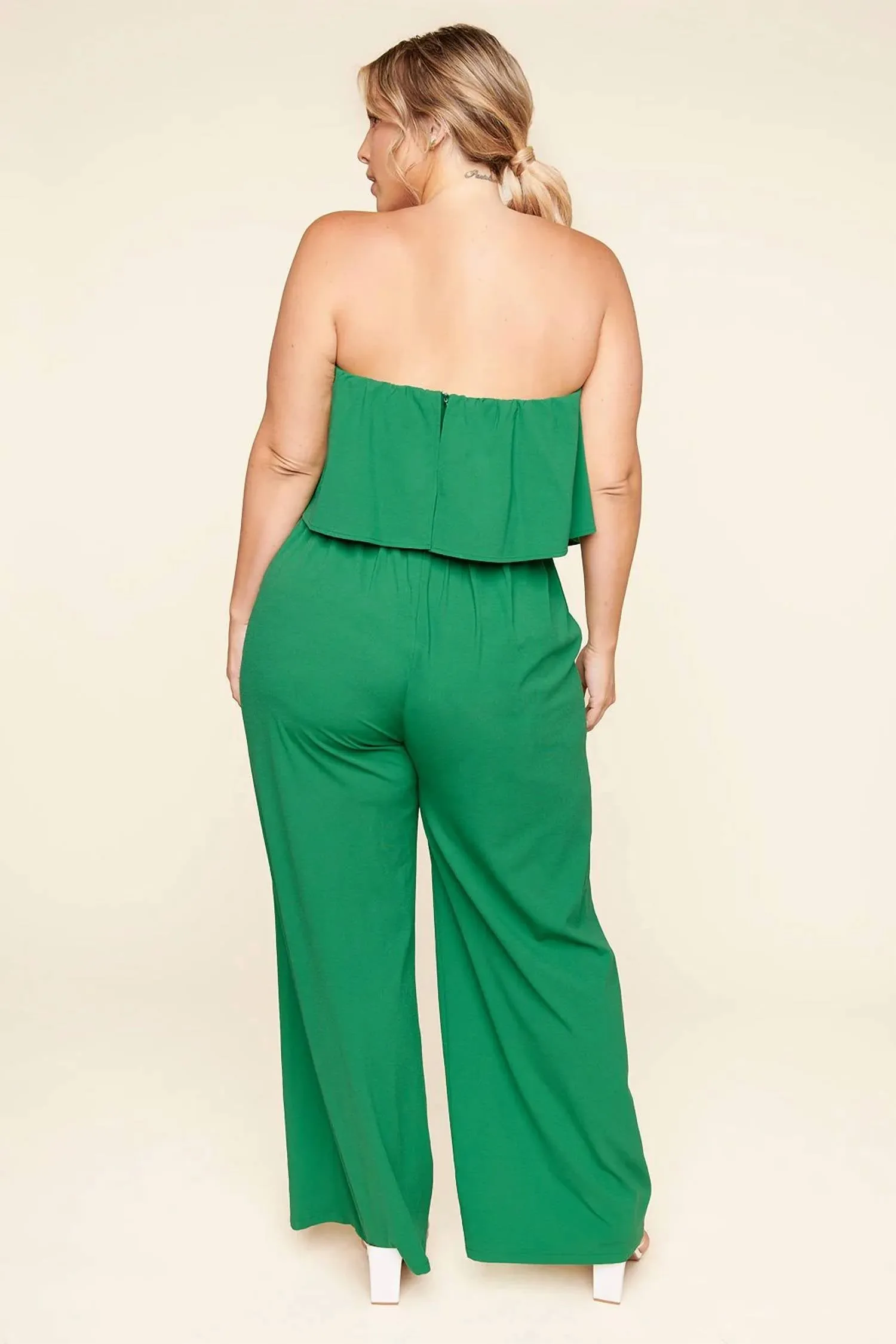 Plus Elvie Strapless Jumpsuit Curve In Kelly-Green