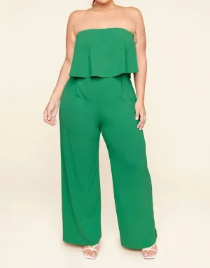 Plus Elvie Strapless Jumpsuit Curve In Kelly-Green