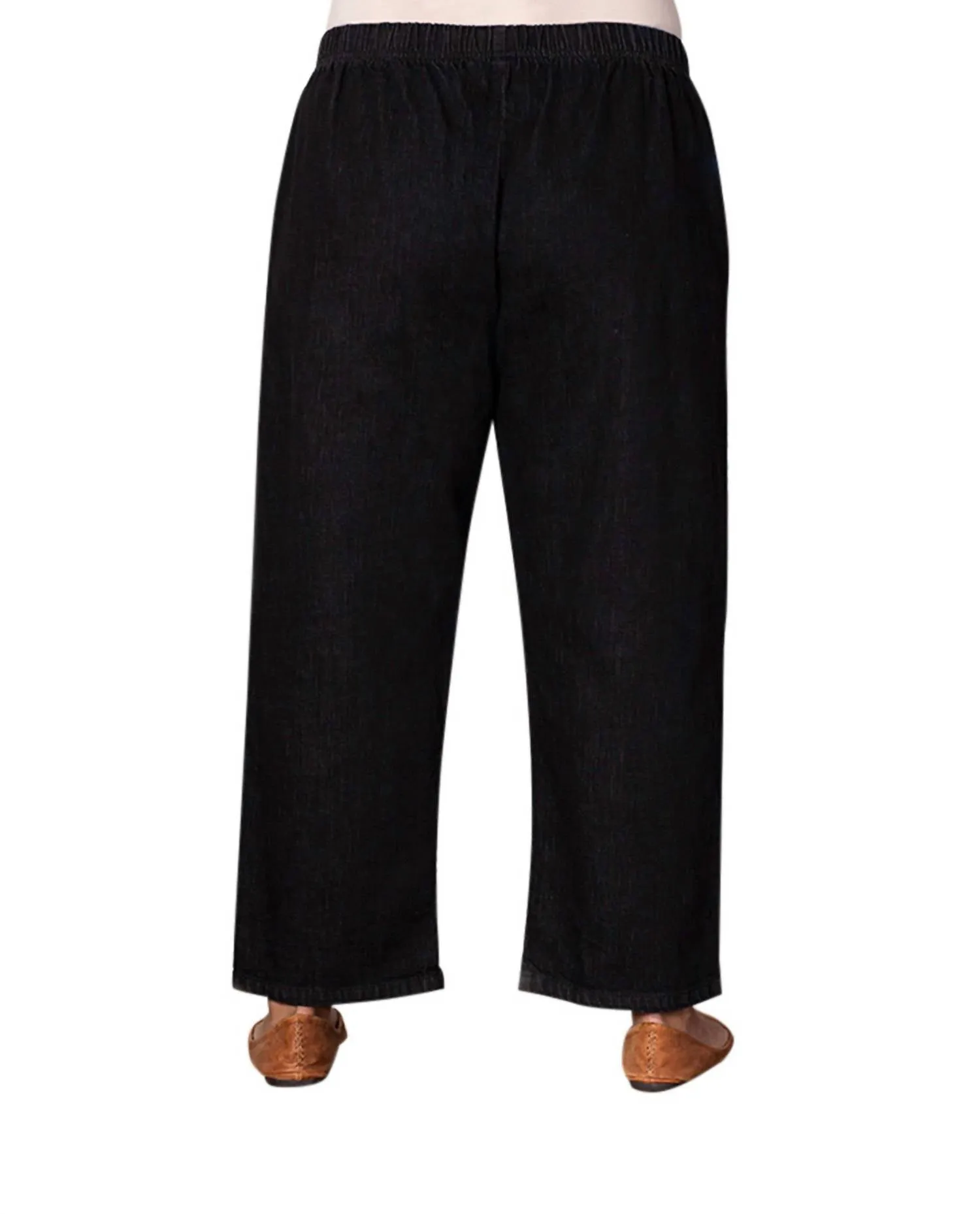 Plus Size Wide Leg Denim Jeans In Black