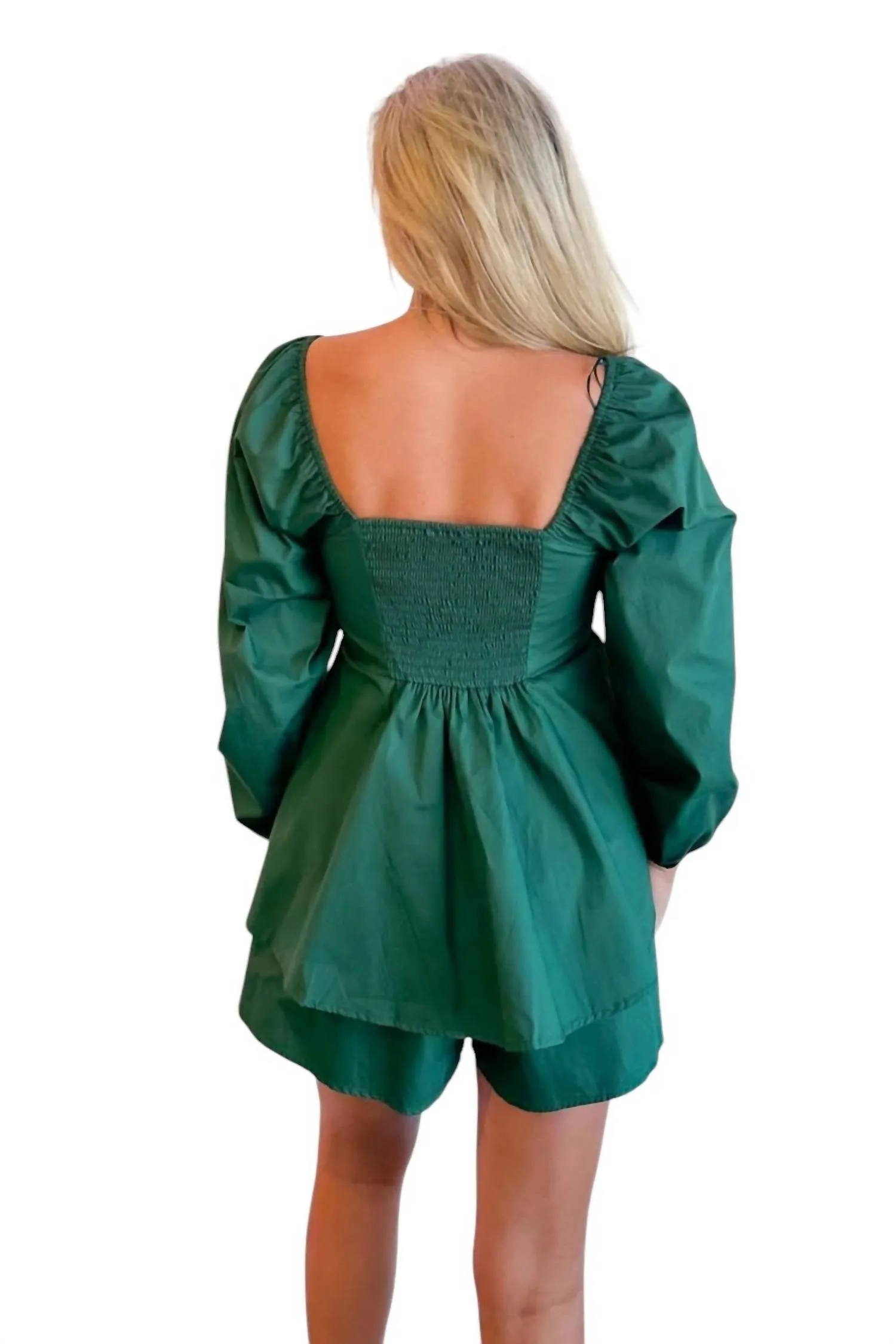 Poplin Game Day Romper In Green