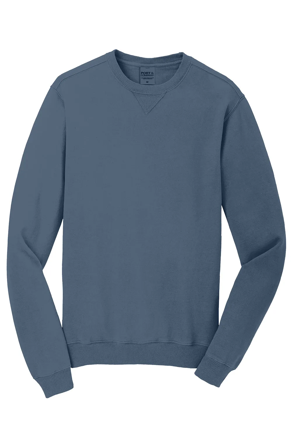 Port & Company Mens Beach Wash Fleece Crewneck Sweatshirt - Denim Blue