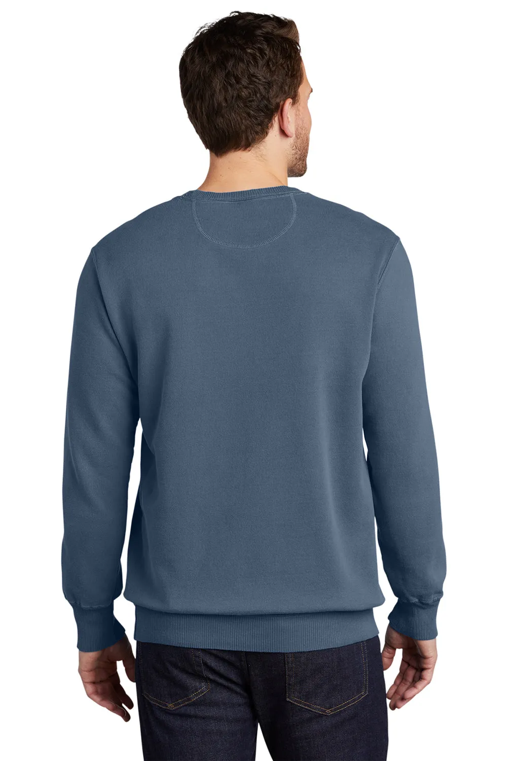 Port & Company Mens Beach Wash Fleece Crewneck Sweatshirt - Denim Blue