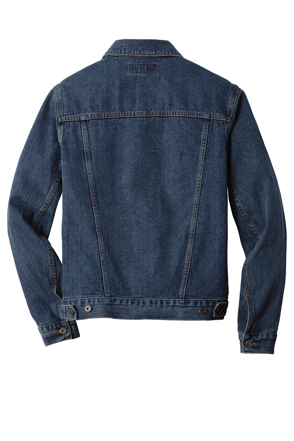 Port Authority Mens Stonewashed Denim Button Down Jacket - Denim Blue