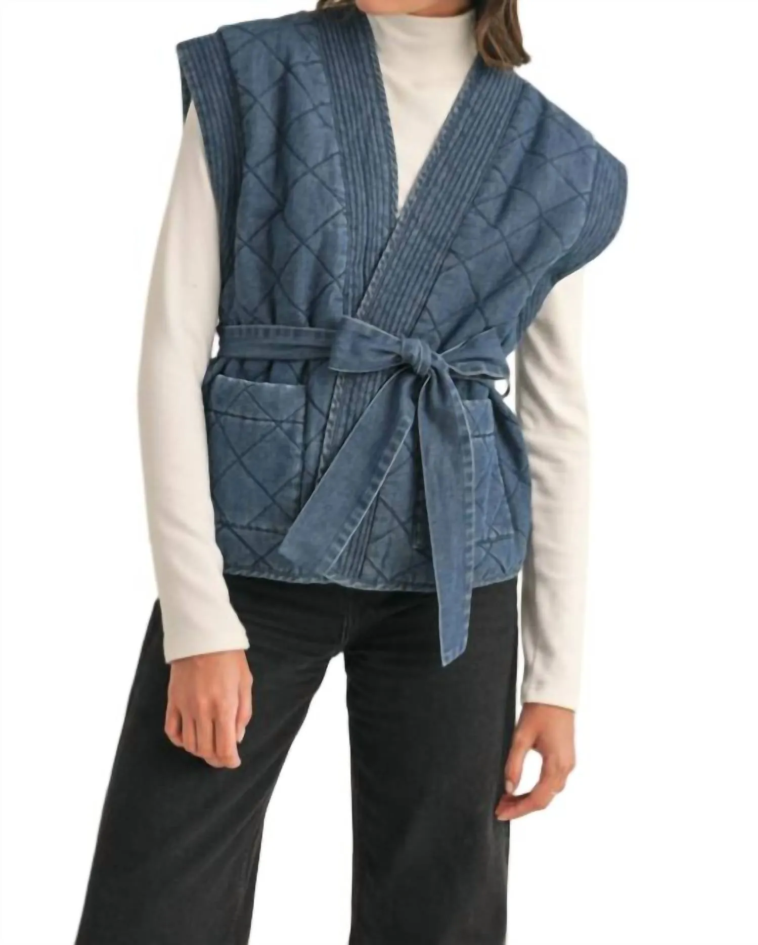 Quilted Denim Vest