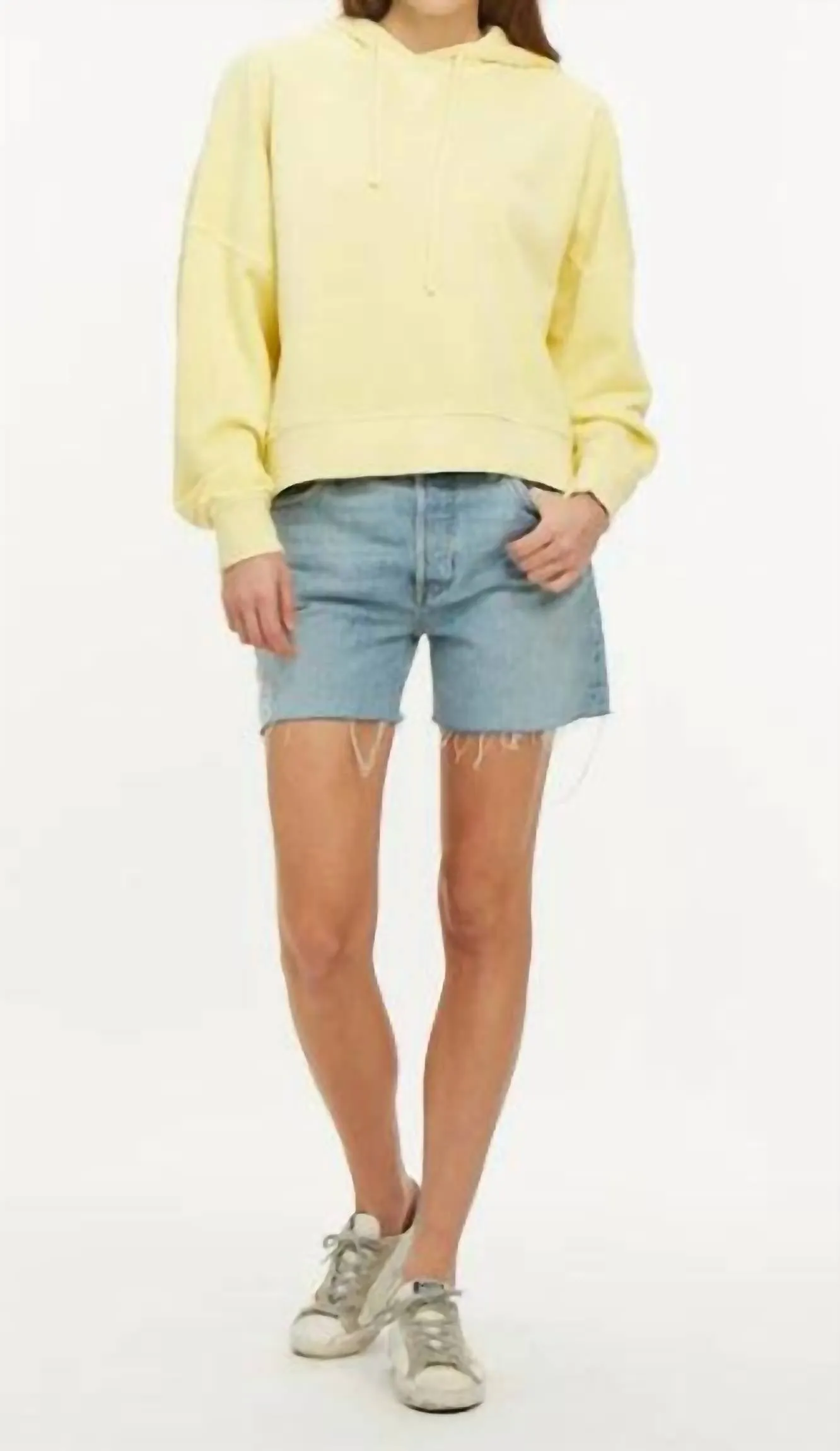 Raw Hem Denim Short In Blue