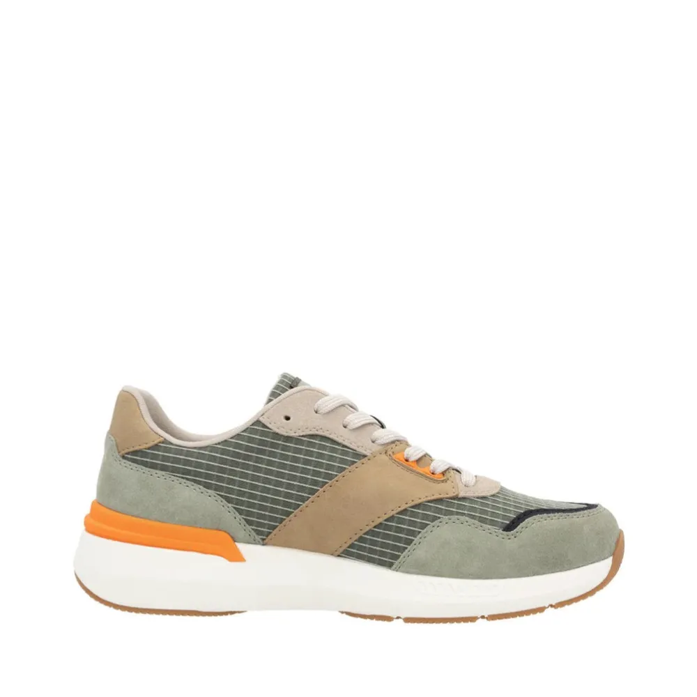 Rieker Men's Justus 02 Sneaker in Pistachio/Pazific/Olive