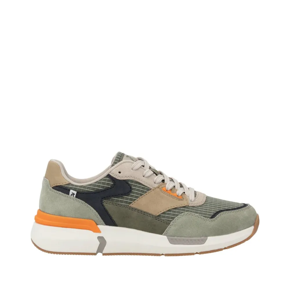 Rieker Men's Justus 02 Sneaker in Pistachio/Pazific/Olive