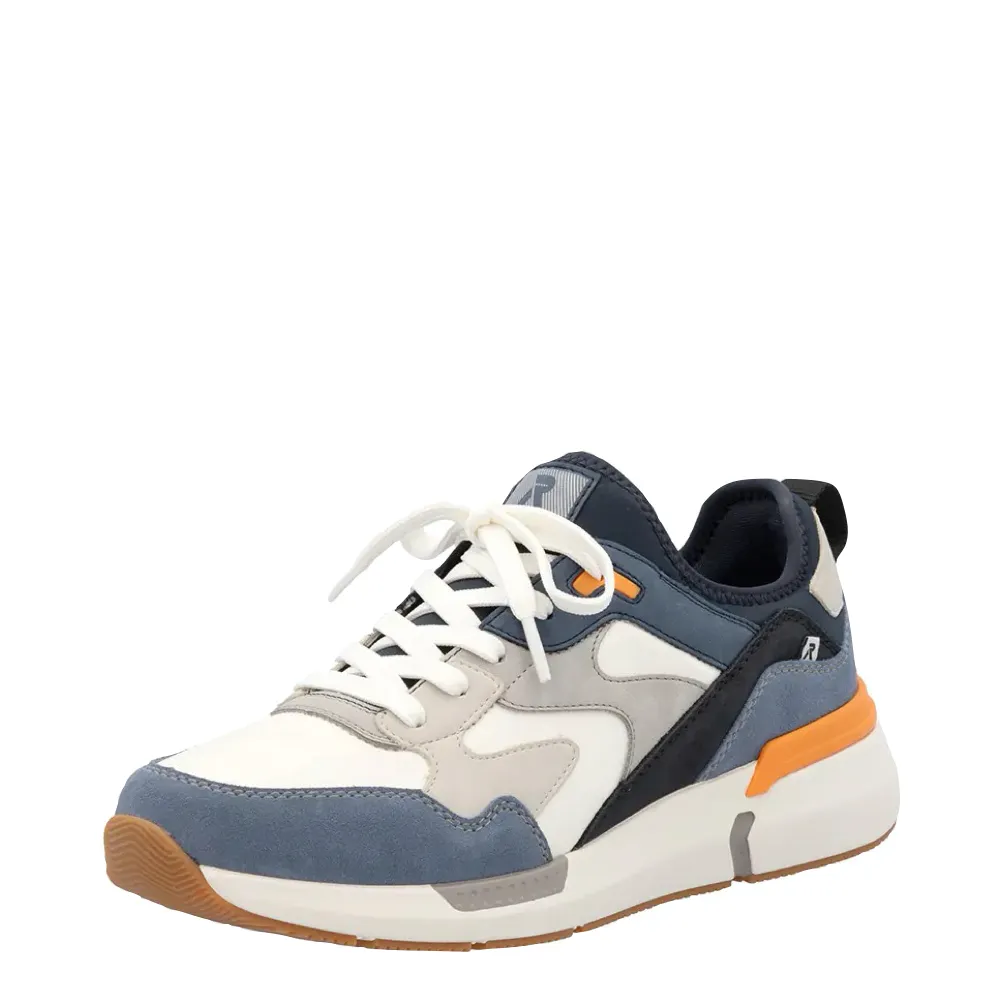 Rieker Men's Justus 03 Sneaker in Jeans/Dirty White/Cement