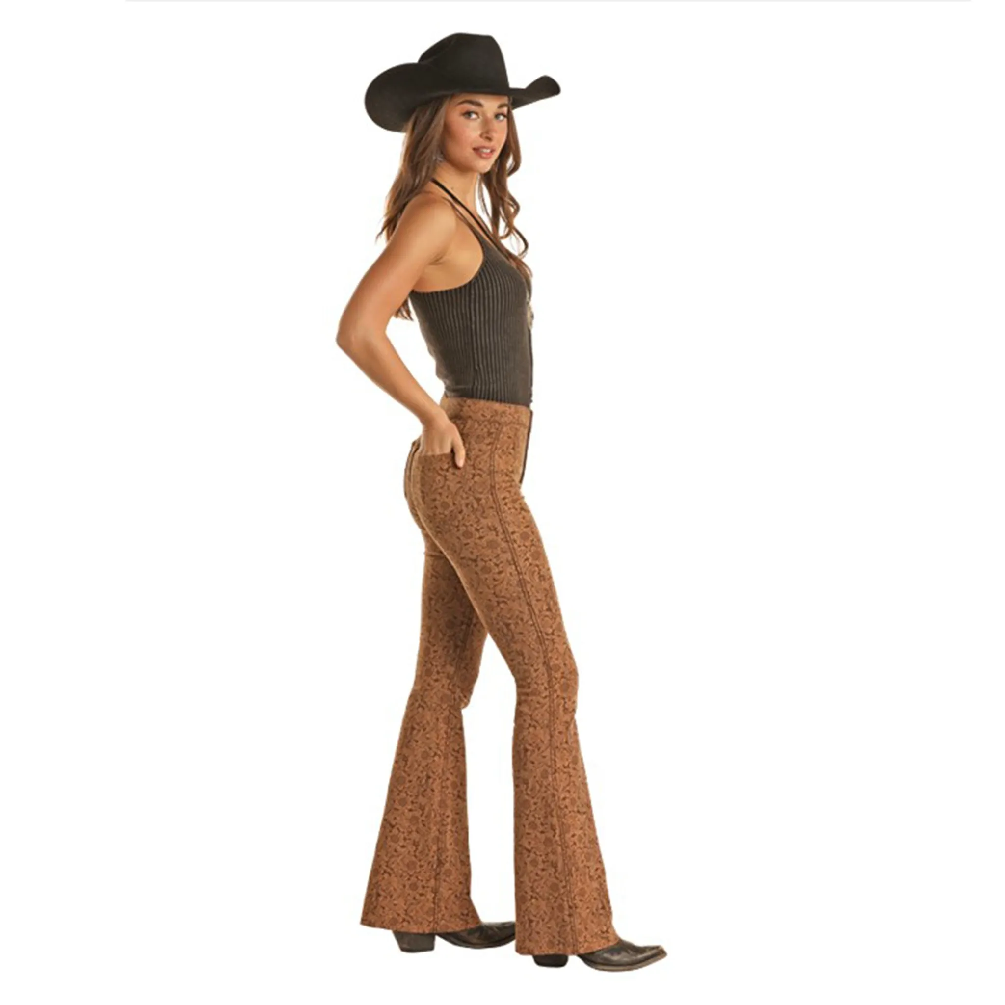 Rock & Roll Denim Women's Brown Reversible Flares