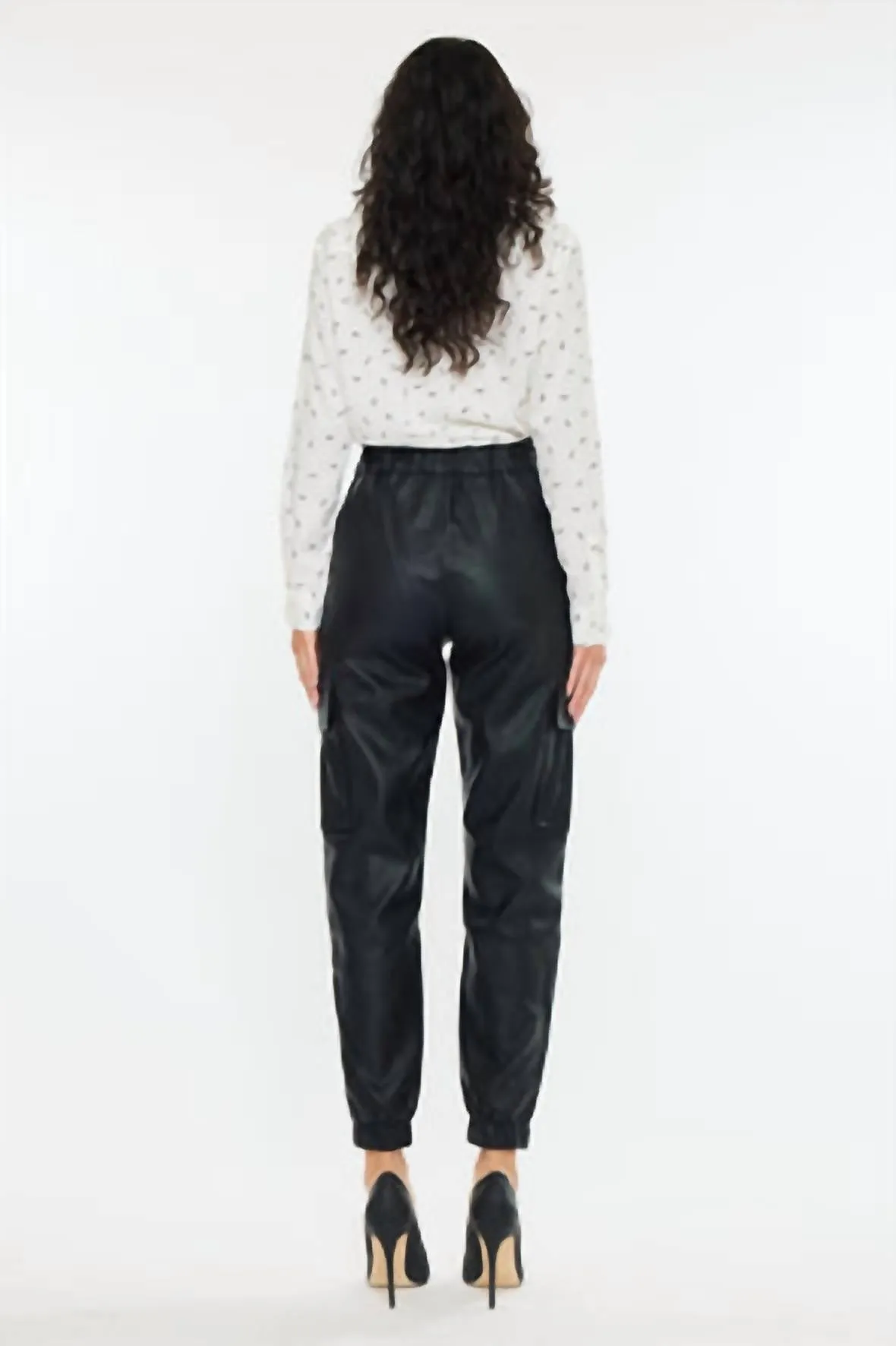 Rona Ultra High Rise Faux Leather Jogger Pant In Black