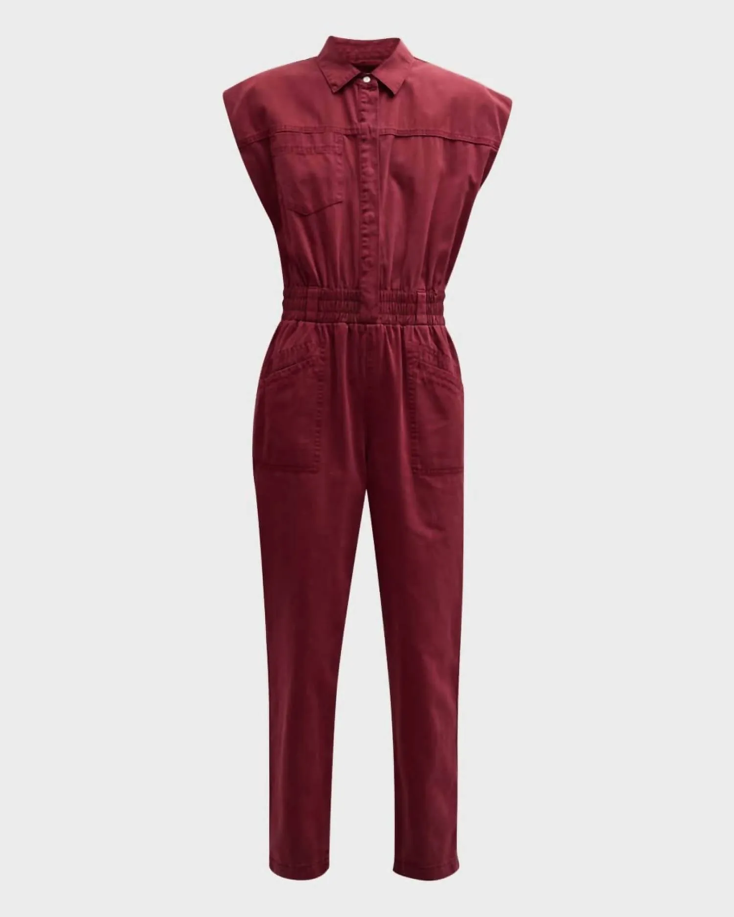 Rosie Cinched Waist Jumpsuit In Bordeaux