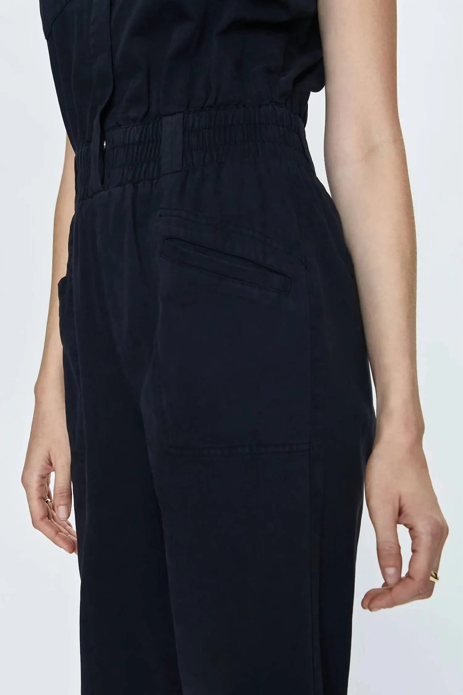 Rosie Cinched Waist Jumpsuit In Fade To Black