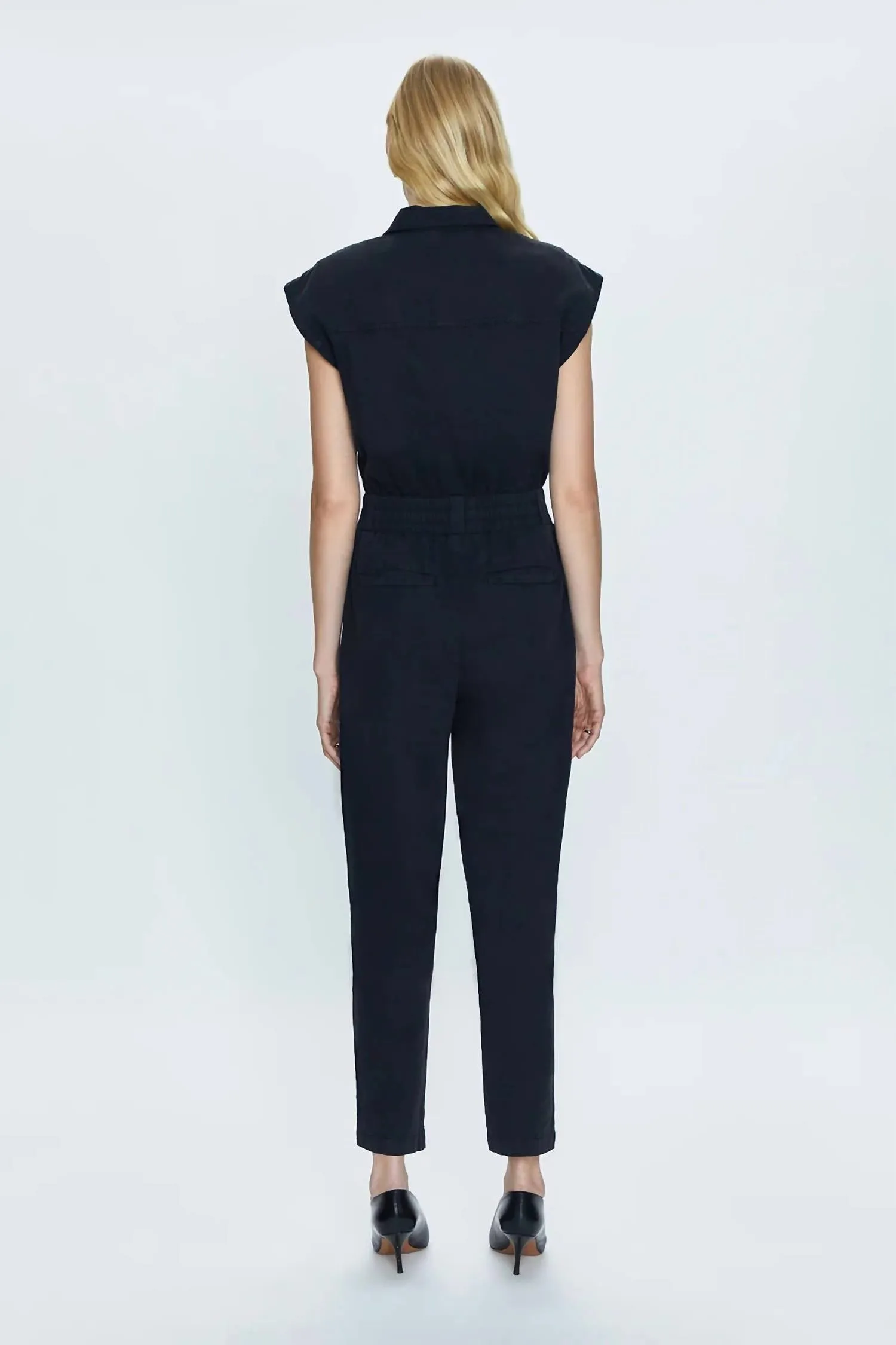 Rosie Cinched Waist Jumpsuit In Fade To Black