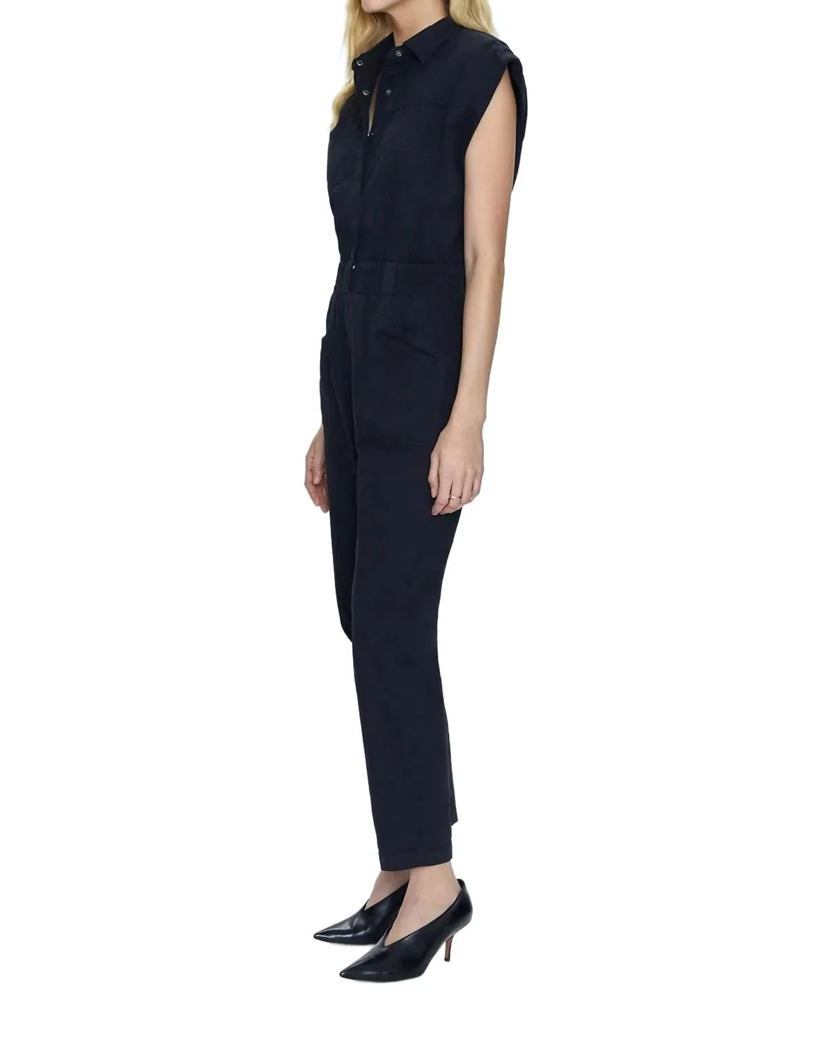 Rosie Cinched Waist Jumpsuit In Fade To Black